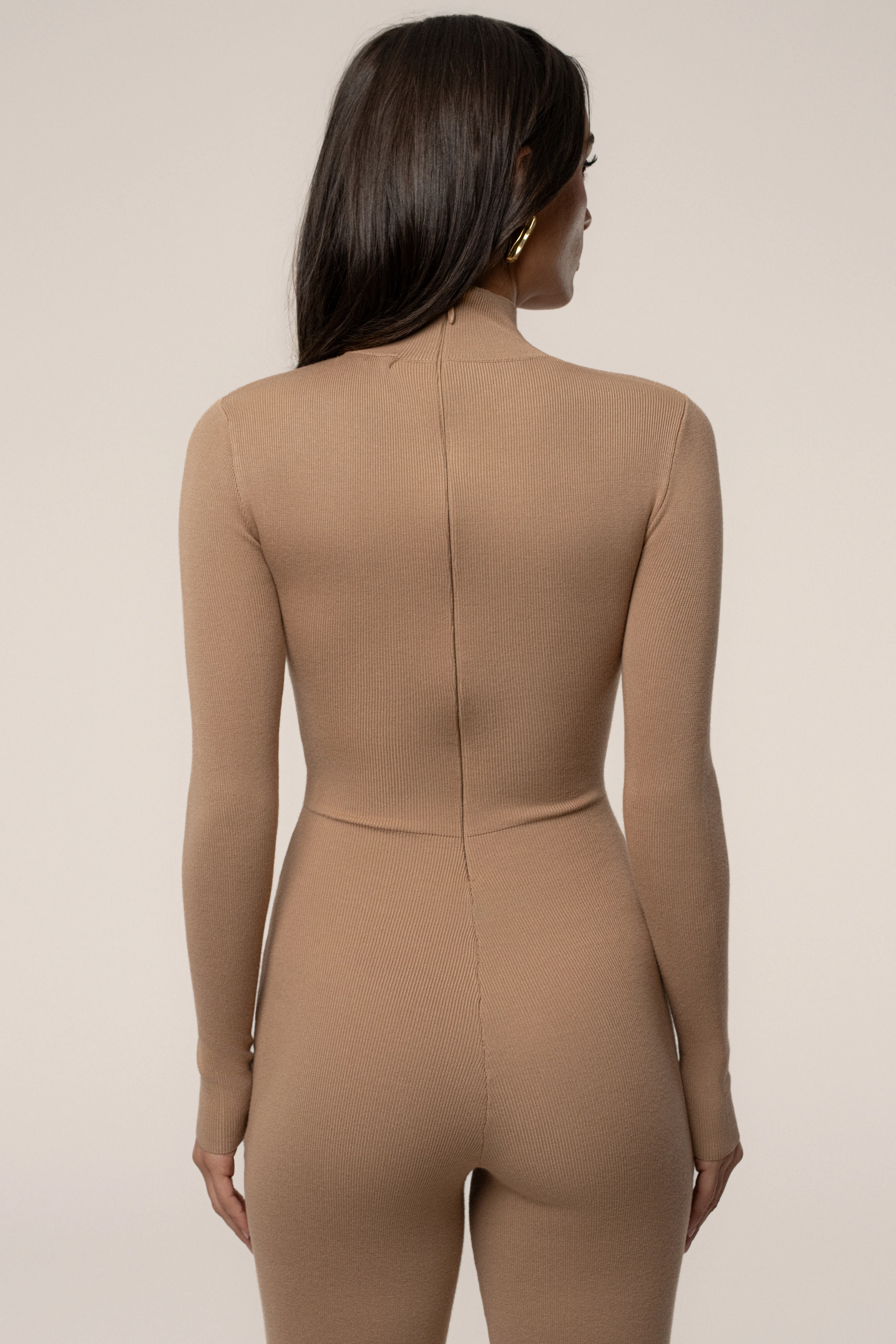 Tan Noel Sweater Knit Jumpsuit - Image 7