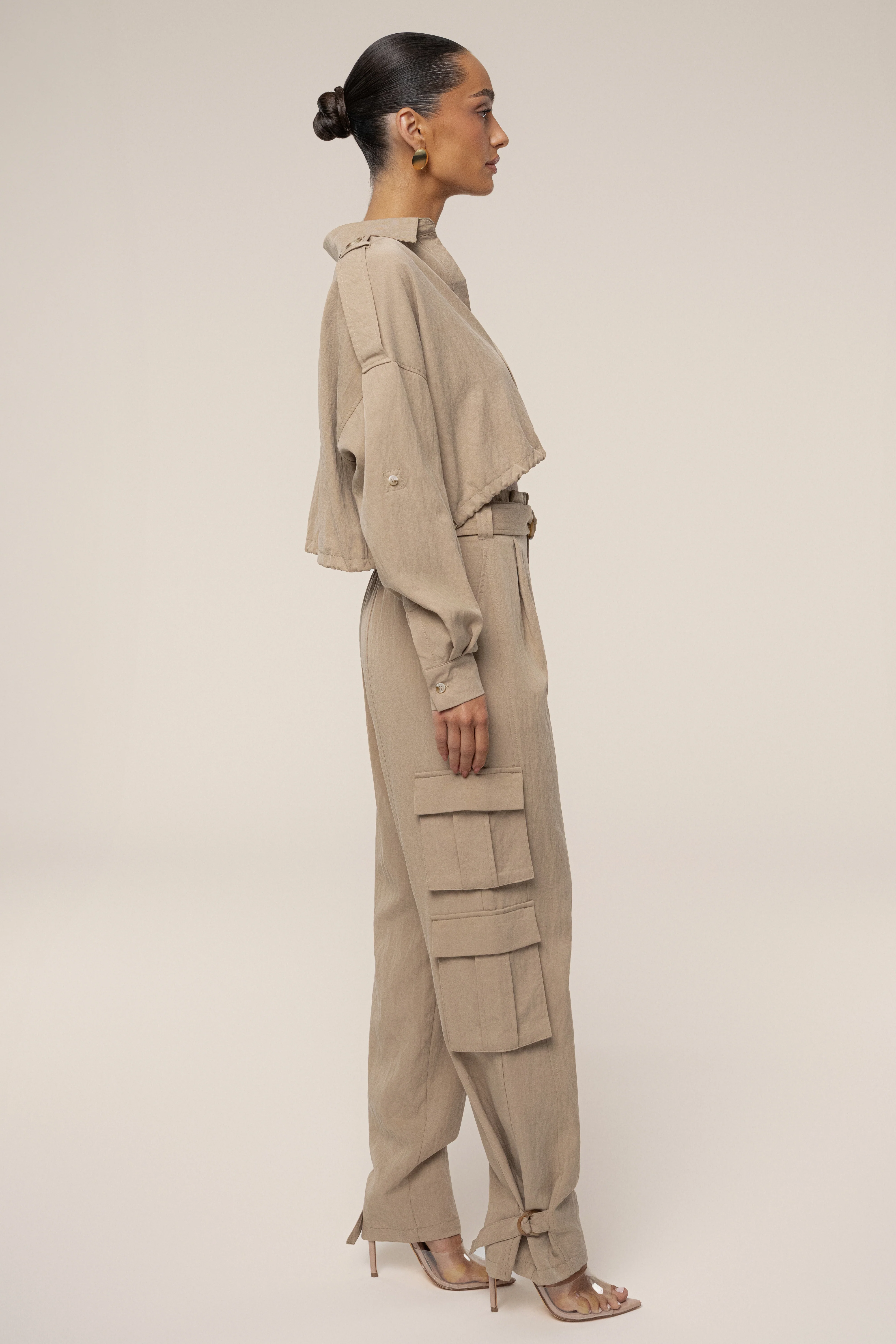 Tan Oasis Collared Crop Top - Image 5