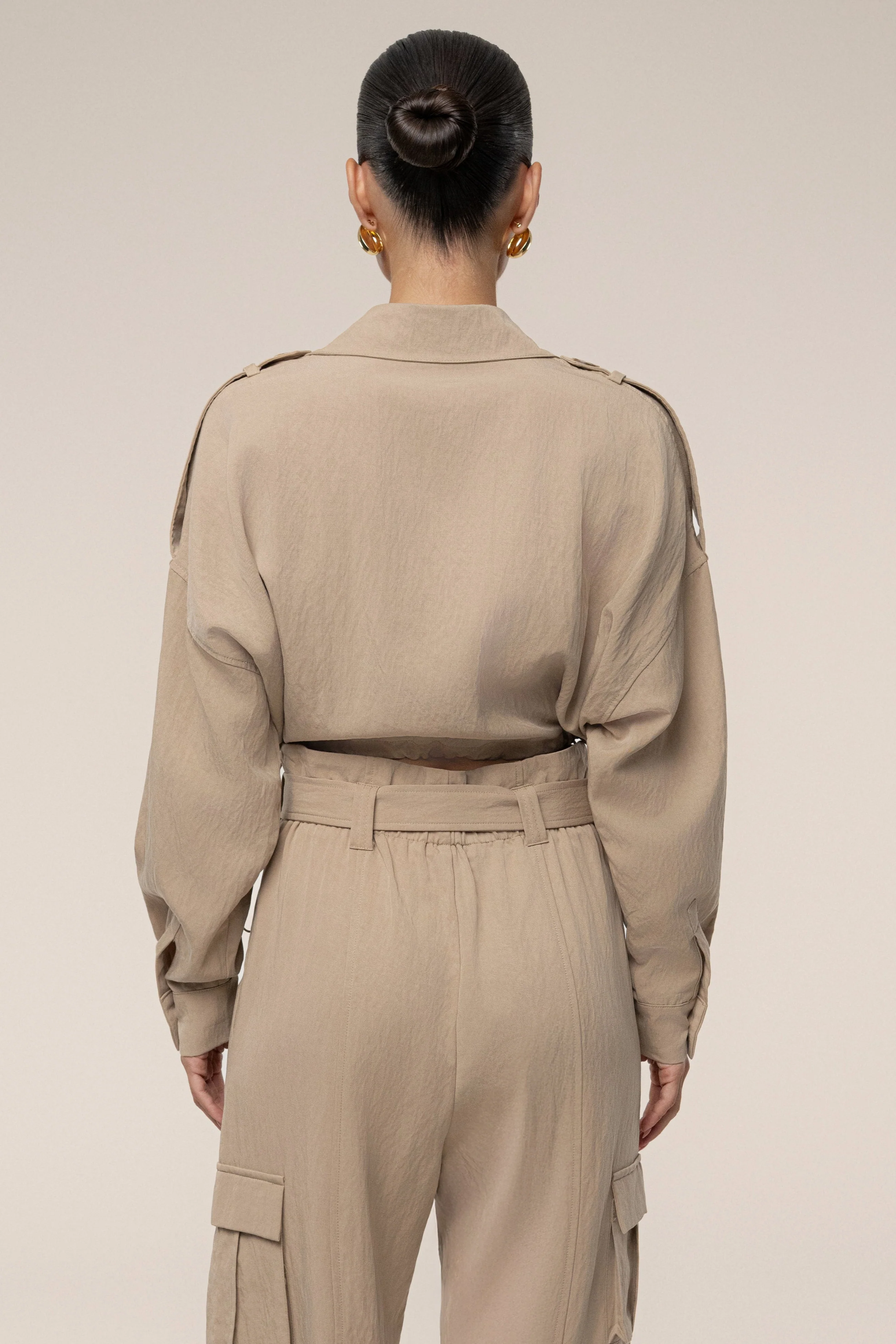 Tan Oasis Collared Crop Top - Image 9