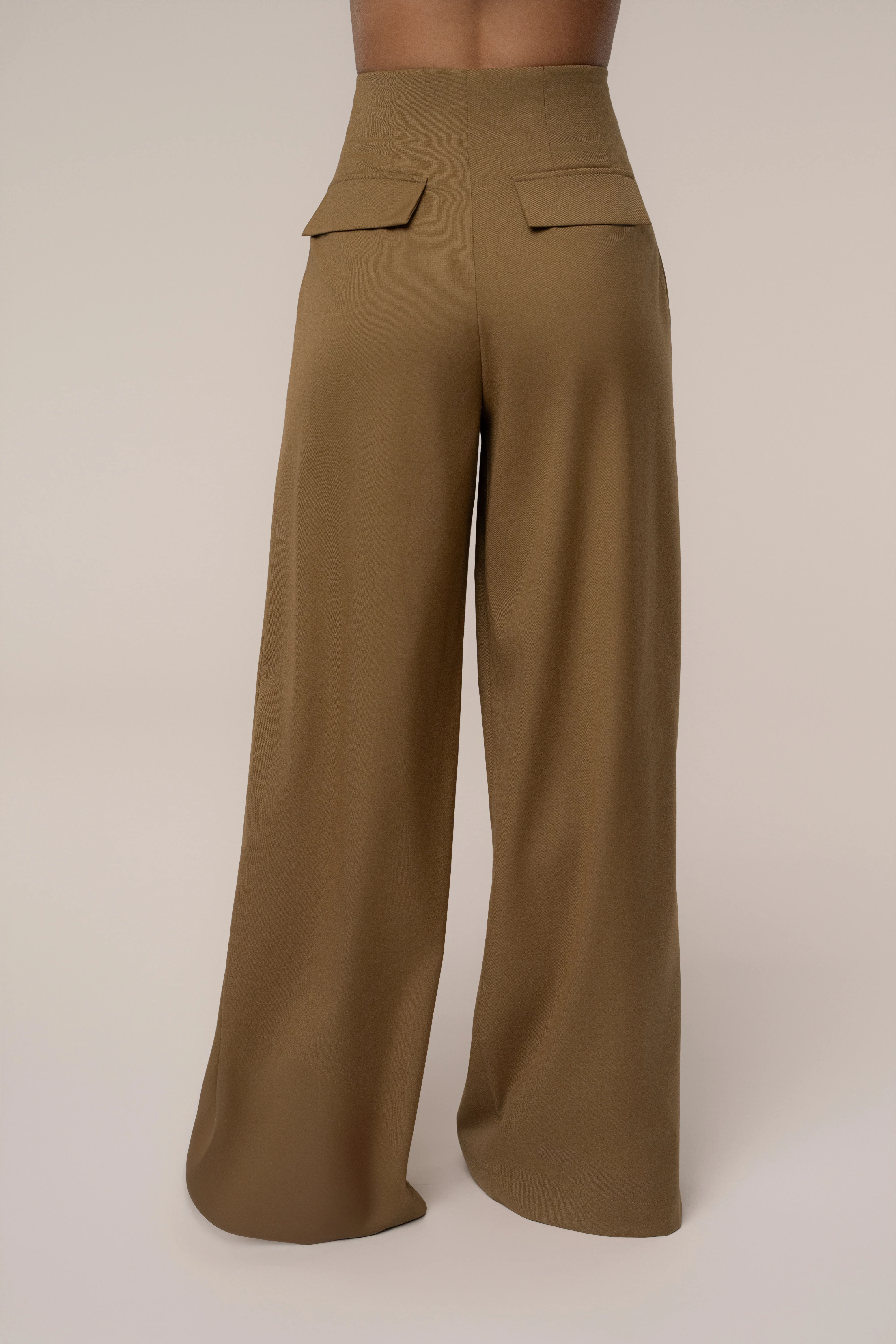 Tan Polished Pleat Trouser - Image 13