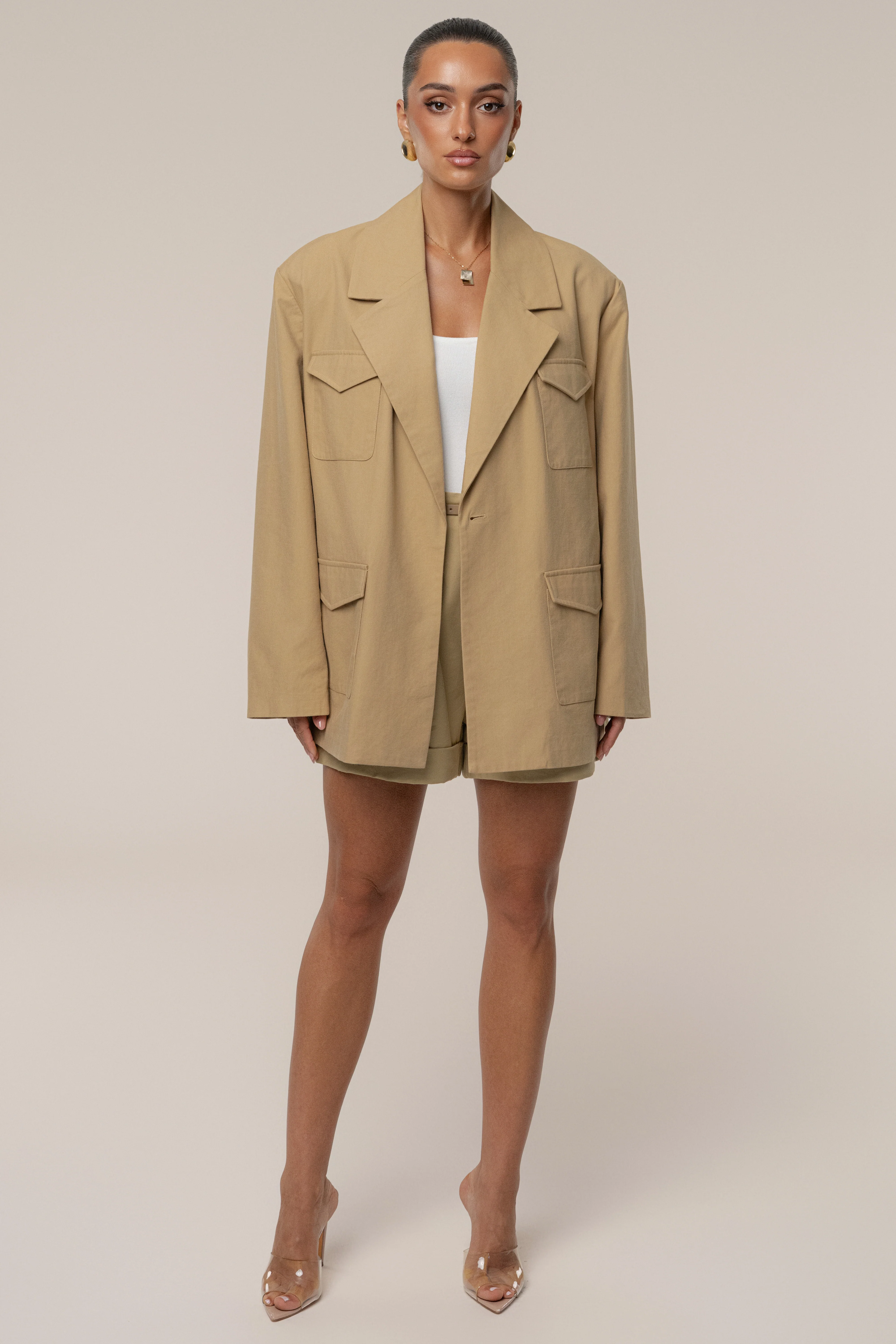 Tan Precision Woven Blazer - Image 3