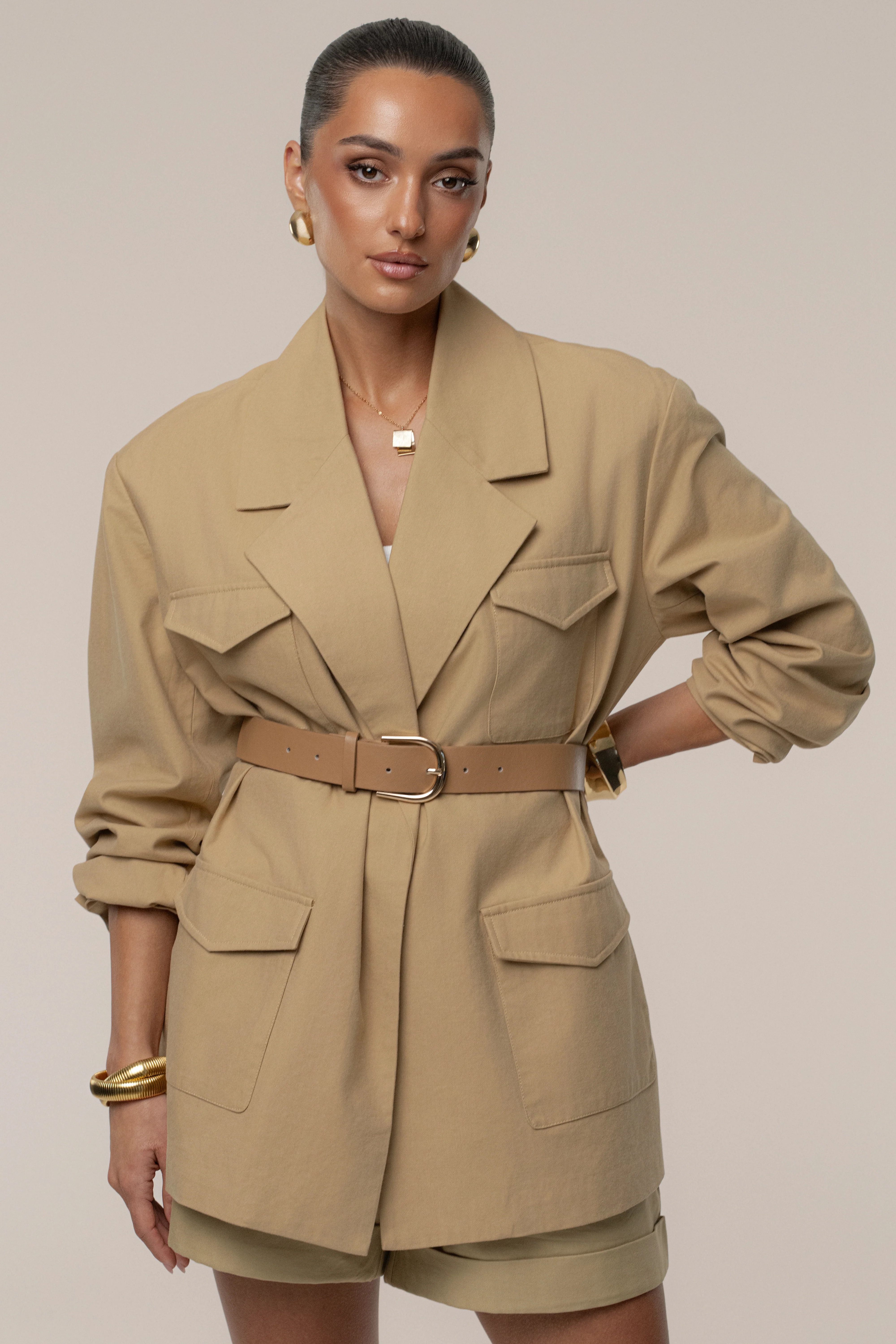 Tan Precision Woven Blazer - Image 4