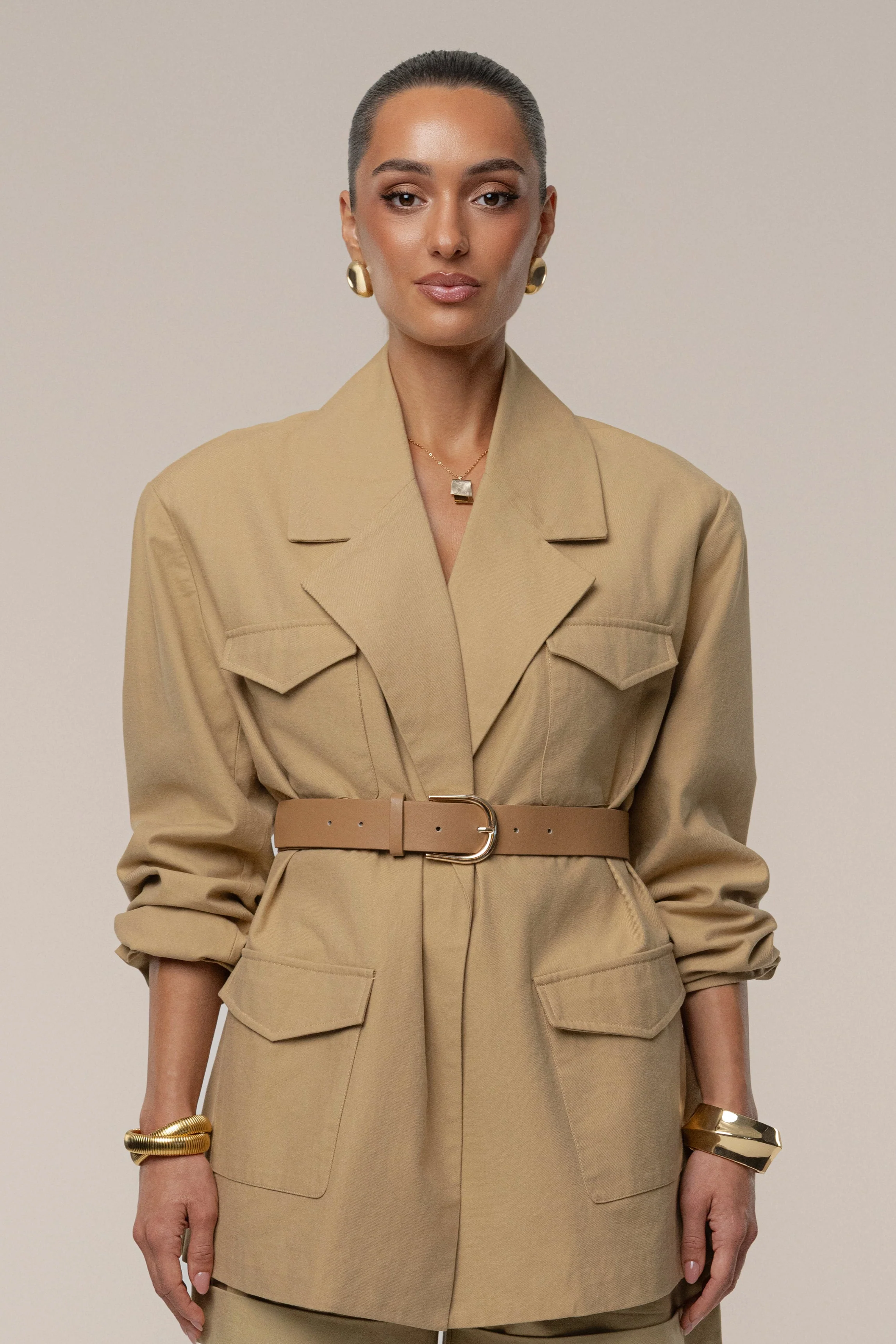 Tan Precision Woven Blazer - Image 8