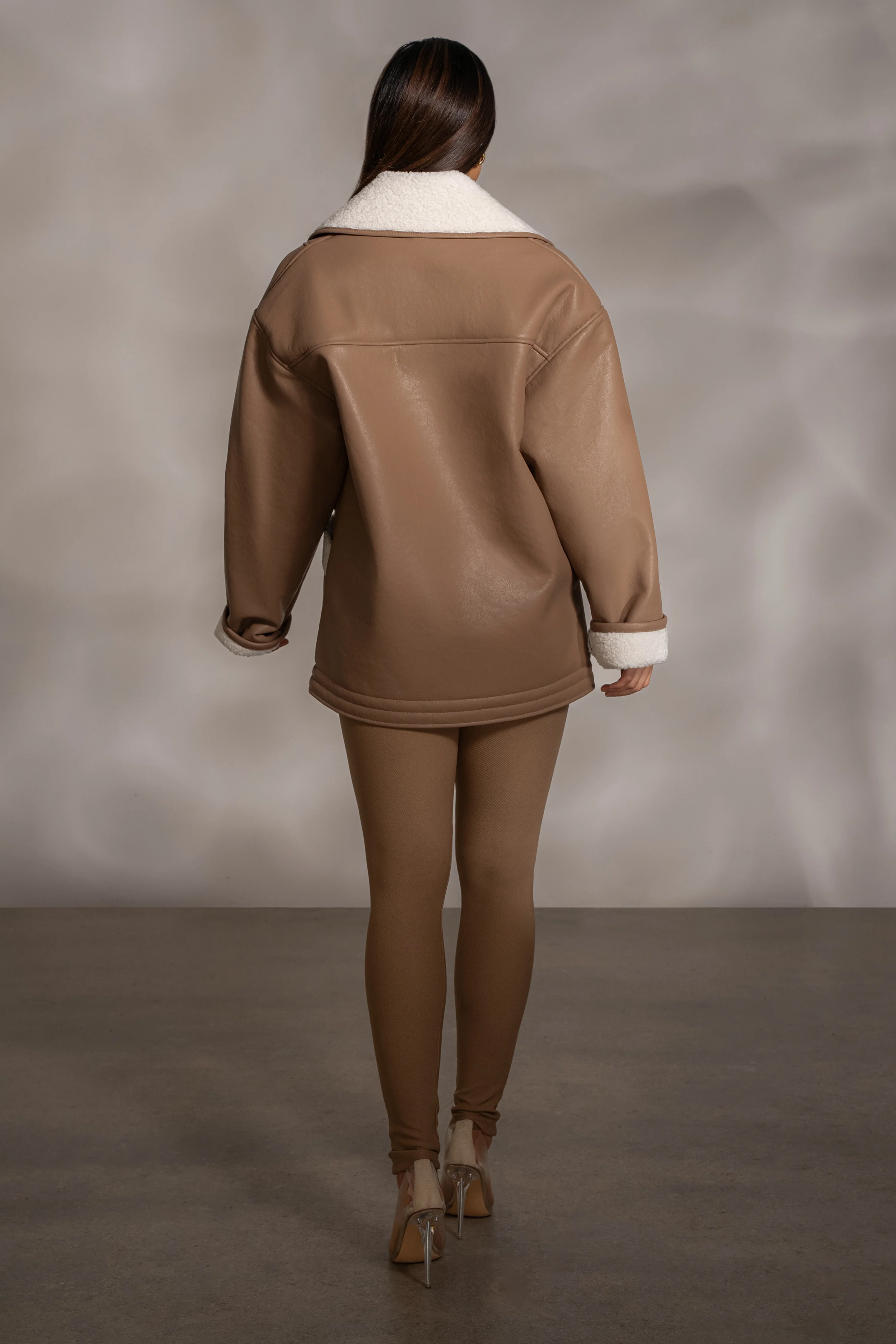 Tan Presley Faux Leather Coat - Image 13