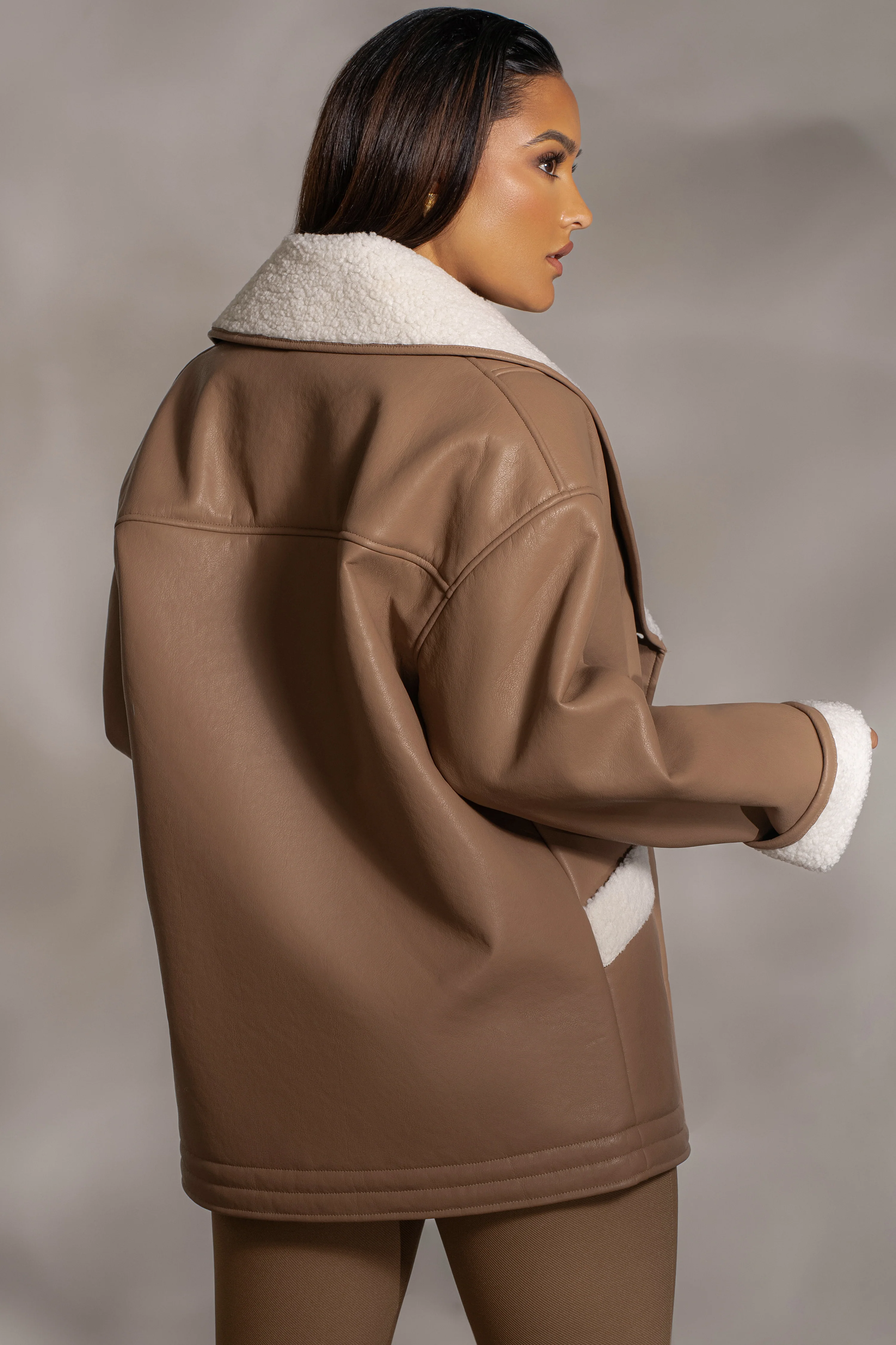 Tan Presley Faux Leather Coat - Image 15