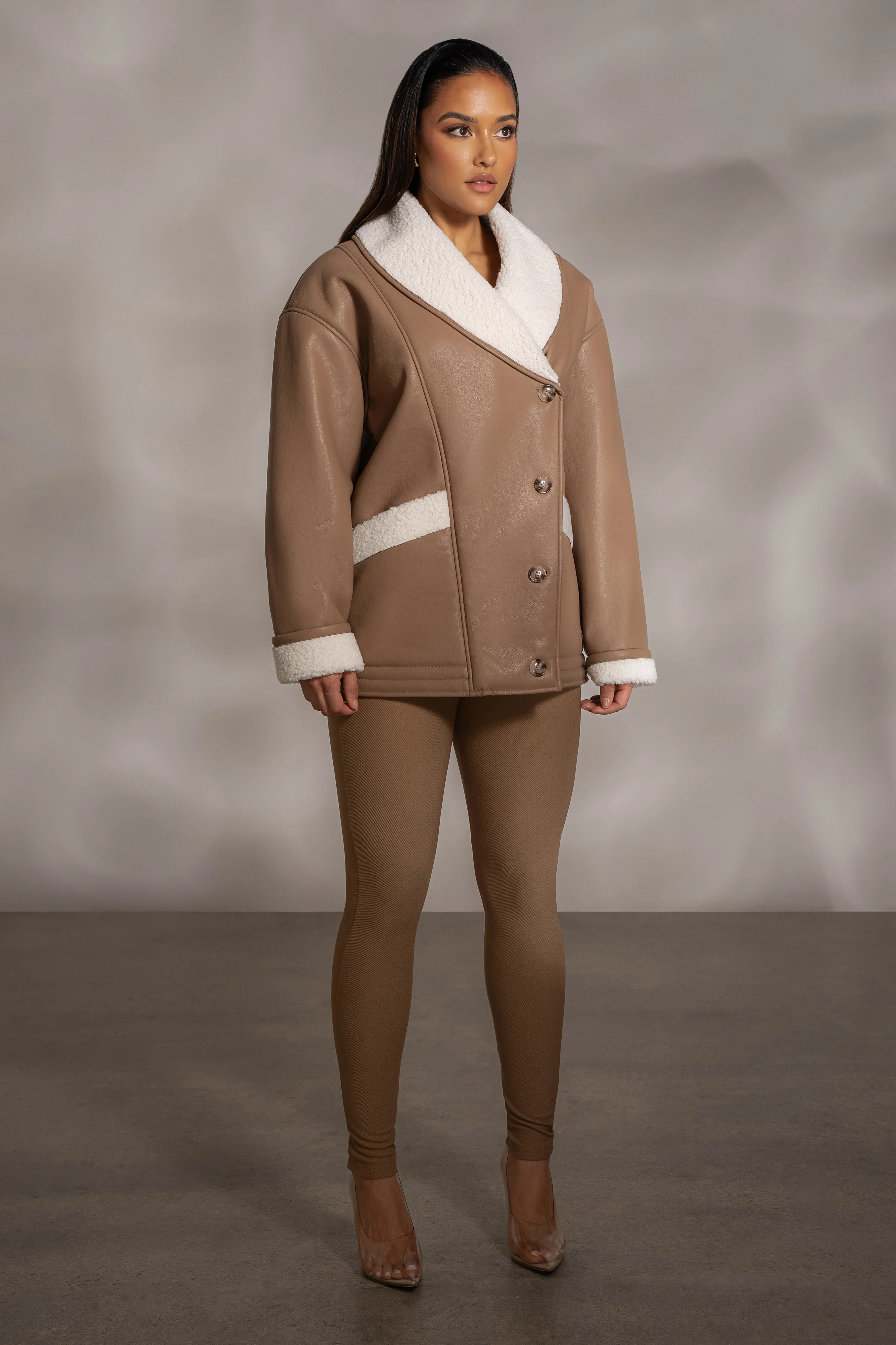 Tan Presley Faux Leather Coat - Image 5