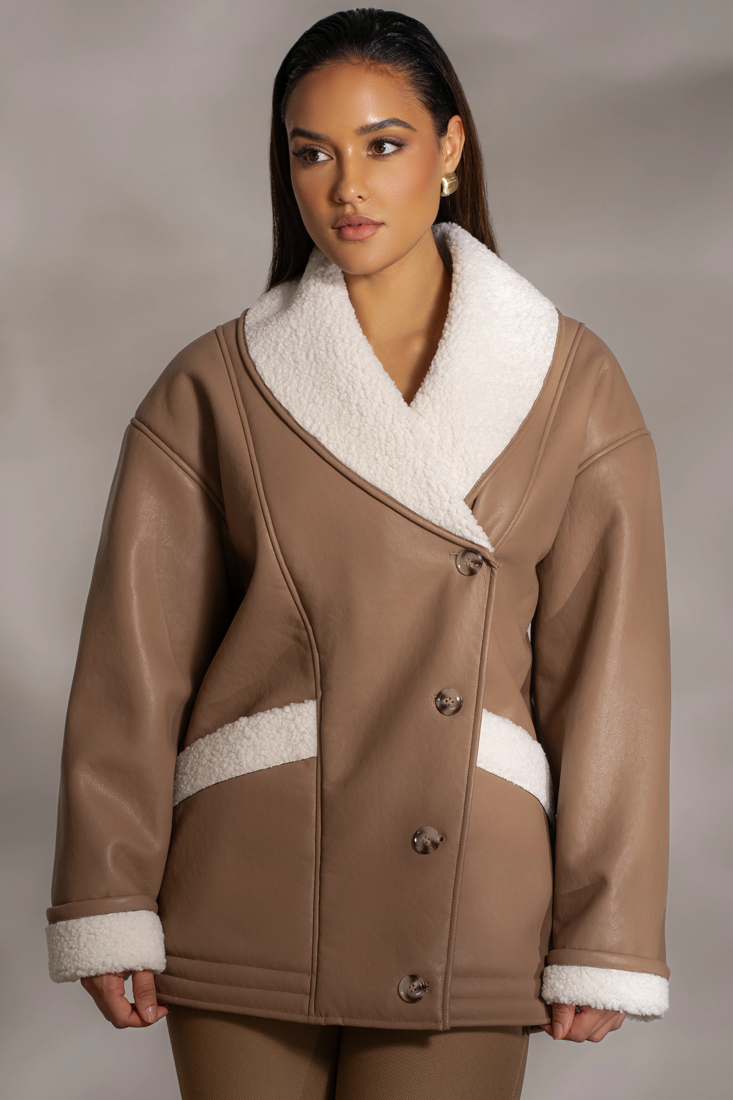 Tan Presley Faux Leather Coat - Image 7