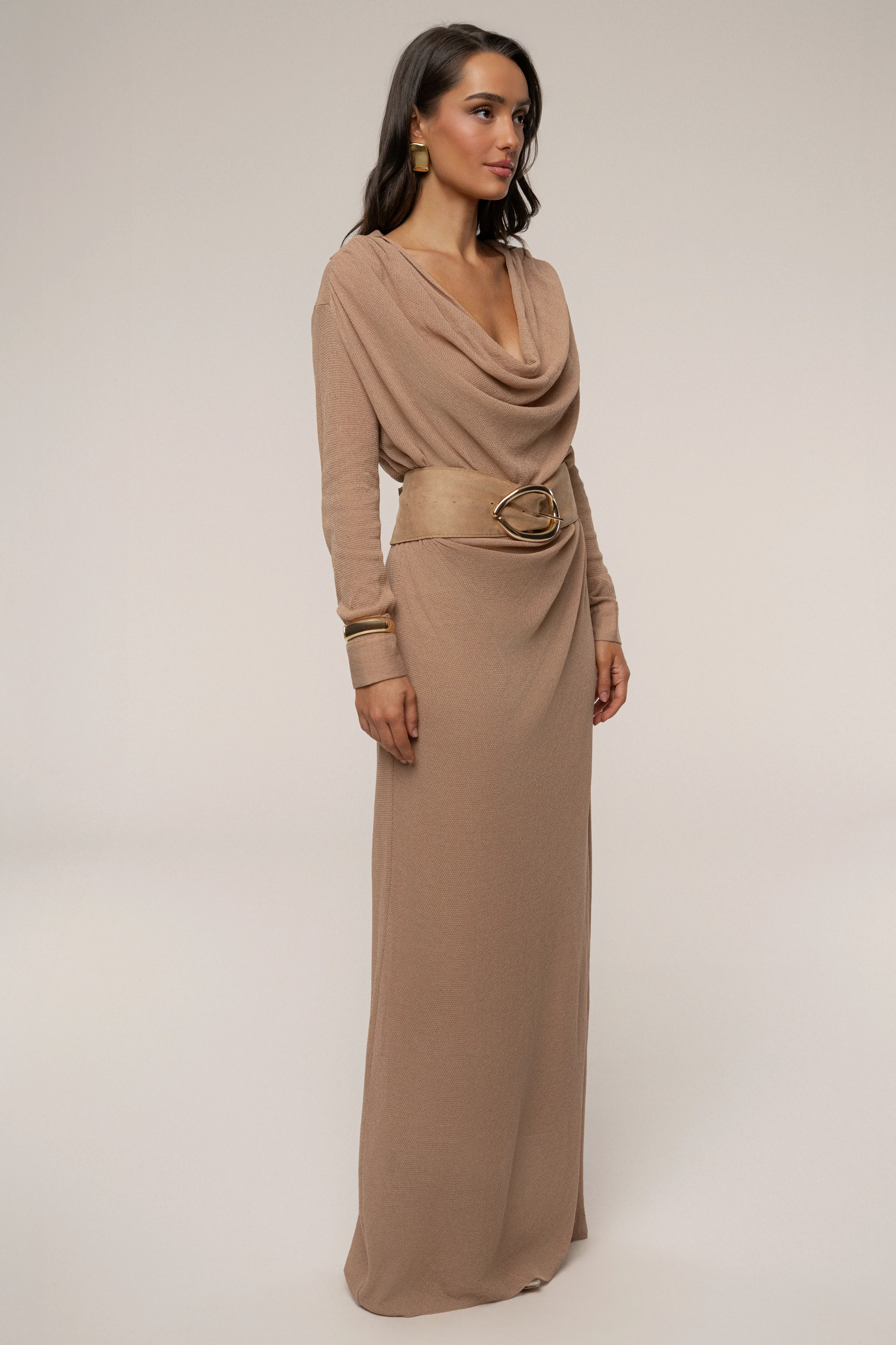 Tan Savanna Cowl Maxi Dress - Image 10