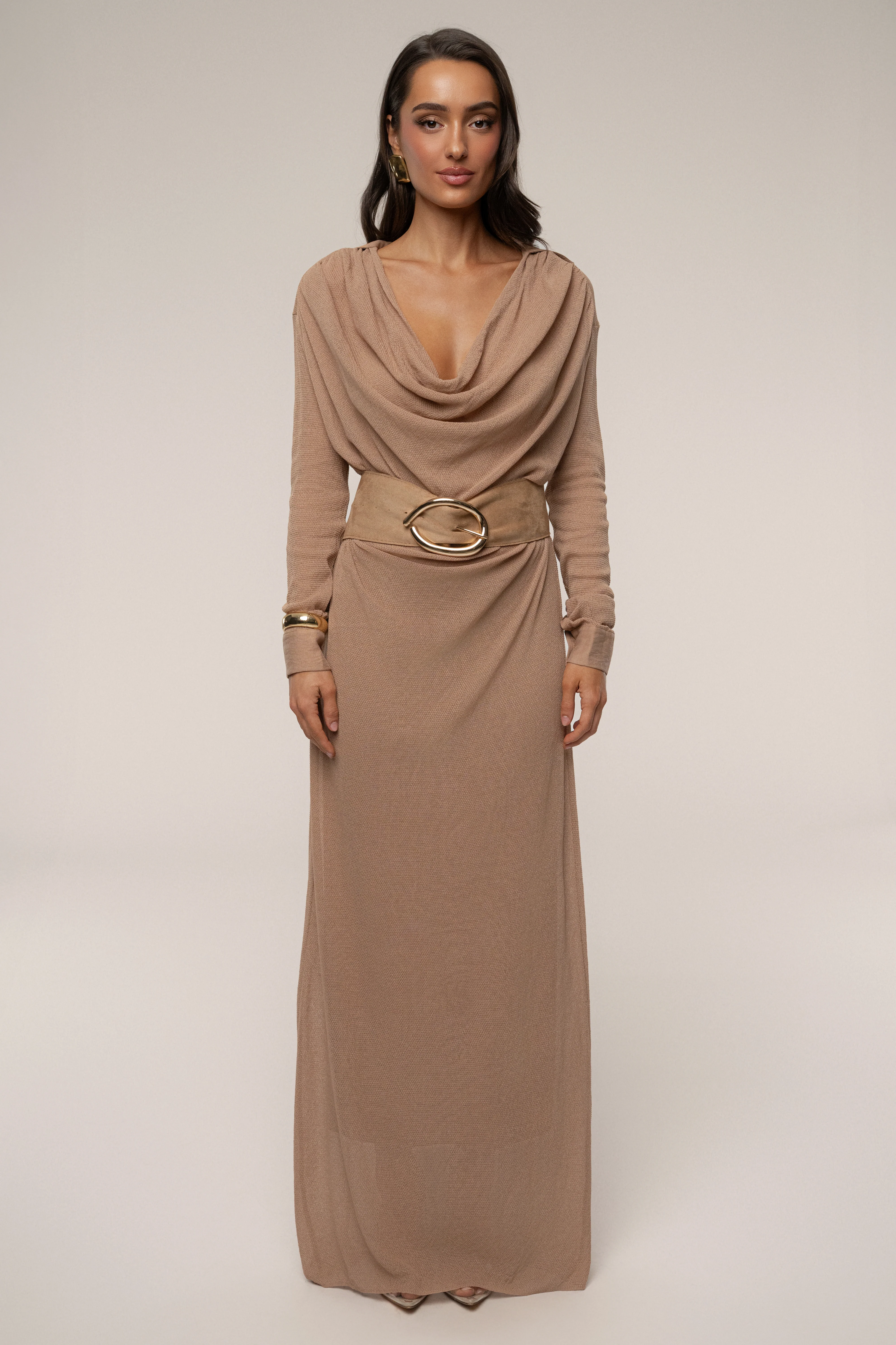 Tan Savanna Cowl Maxi Dress - Image 2