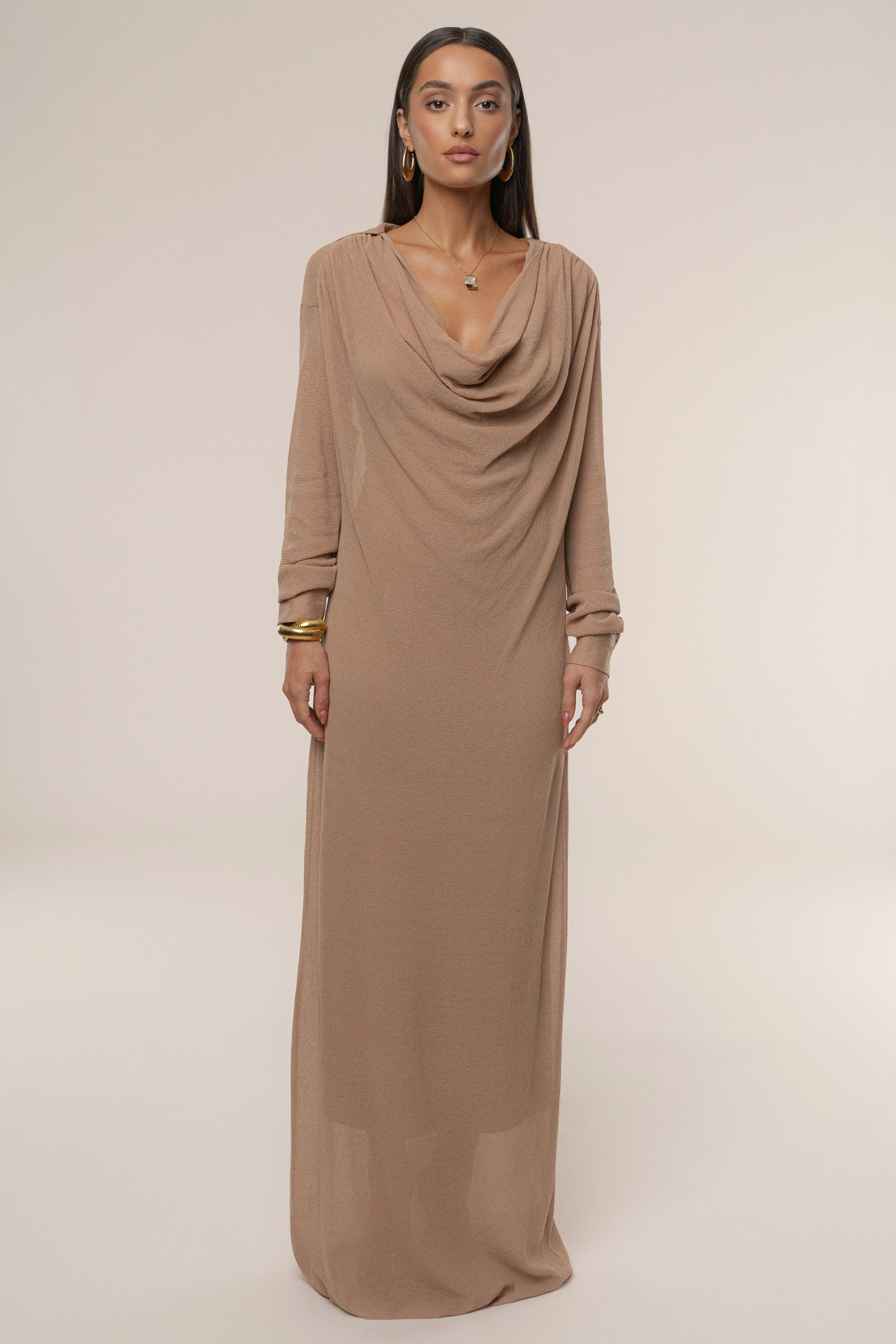 Tan Savanna Cowl Maxi Dress - Image 6