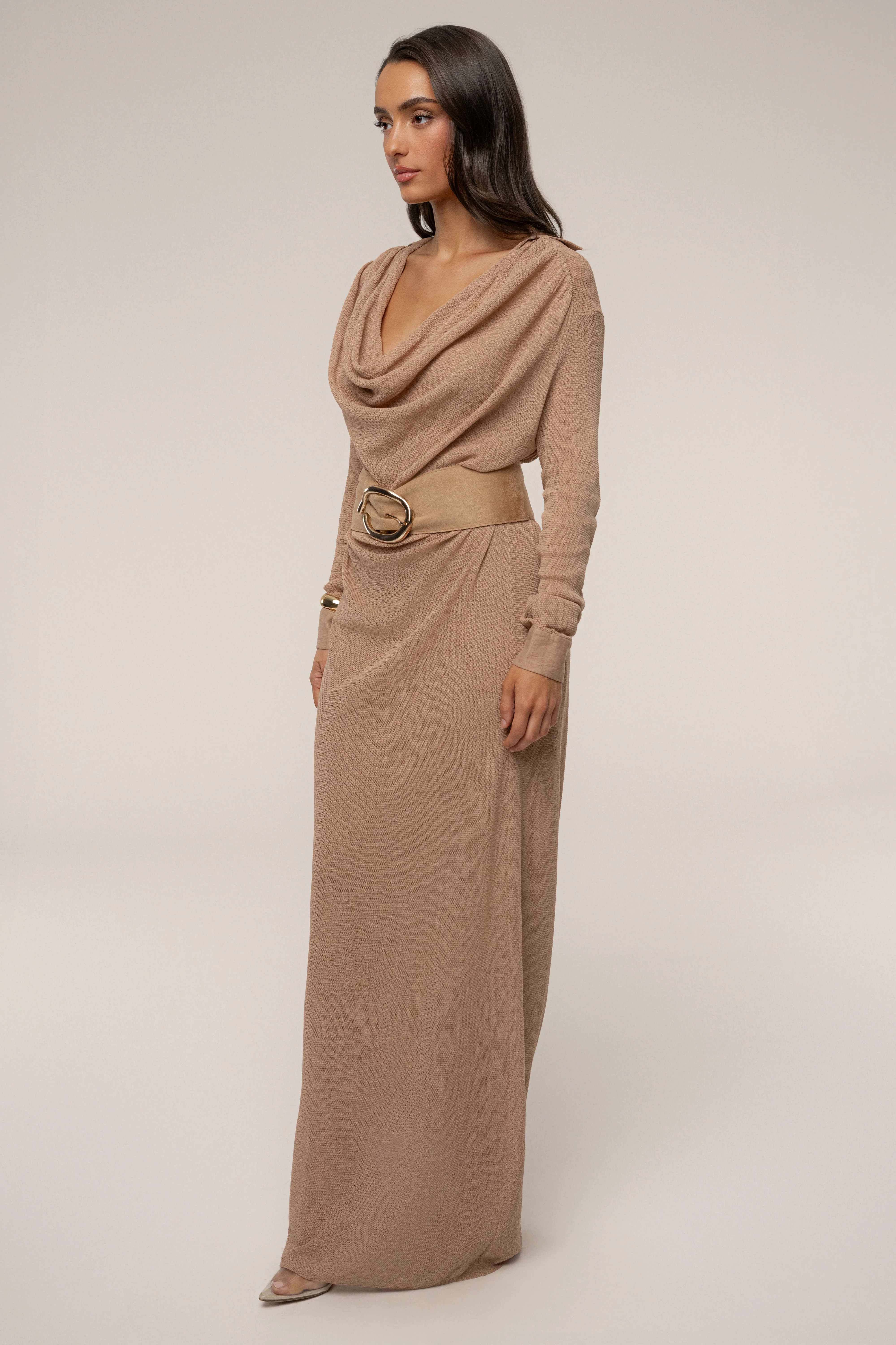 Tan Savanna Cowl Maxi Dress - Image 8
