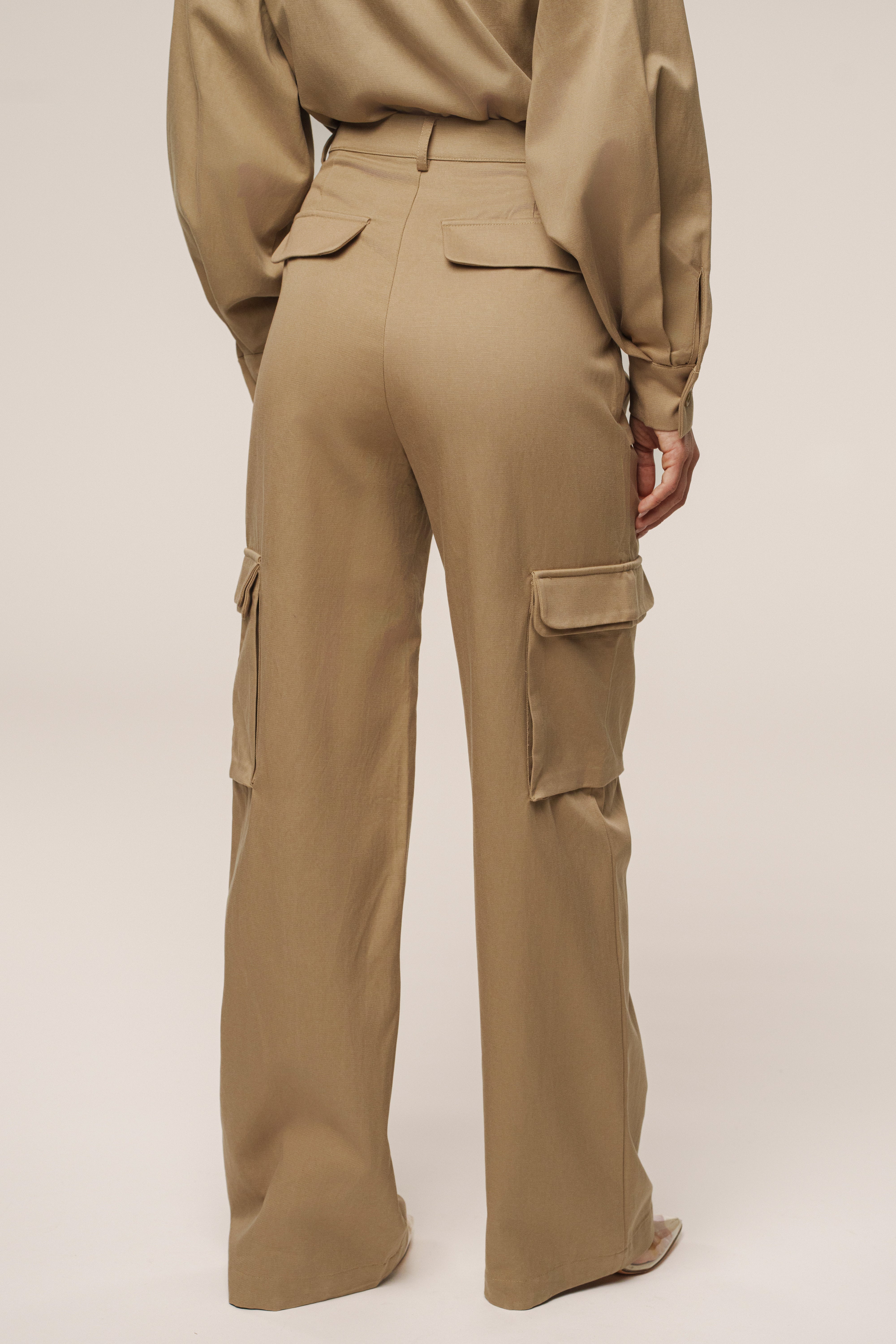 Tan Sculpted Cargo Pants - Image 11