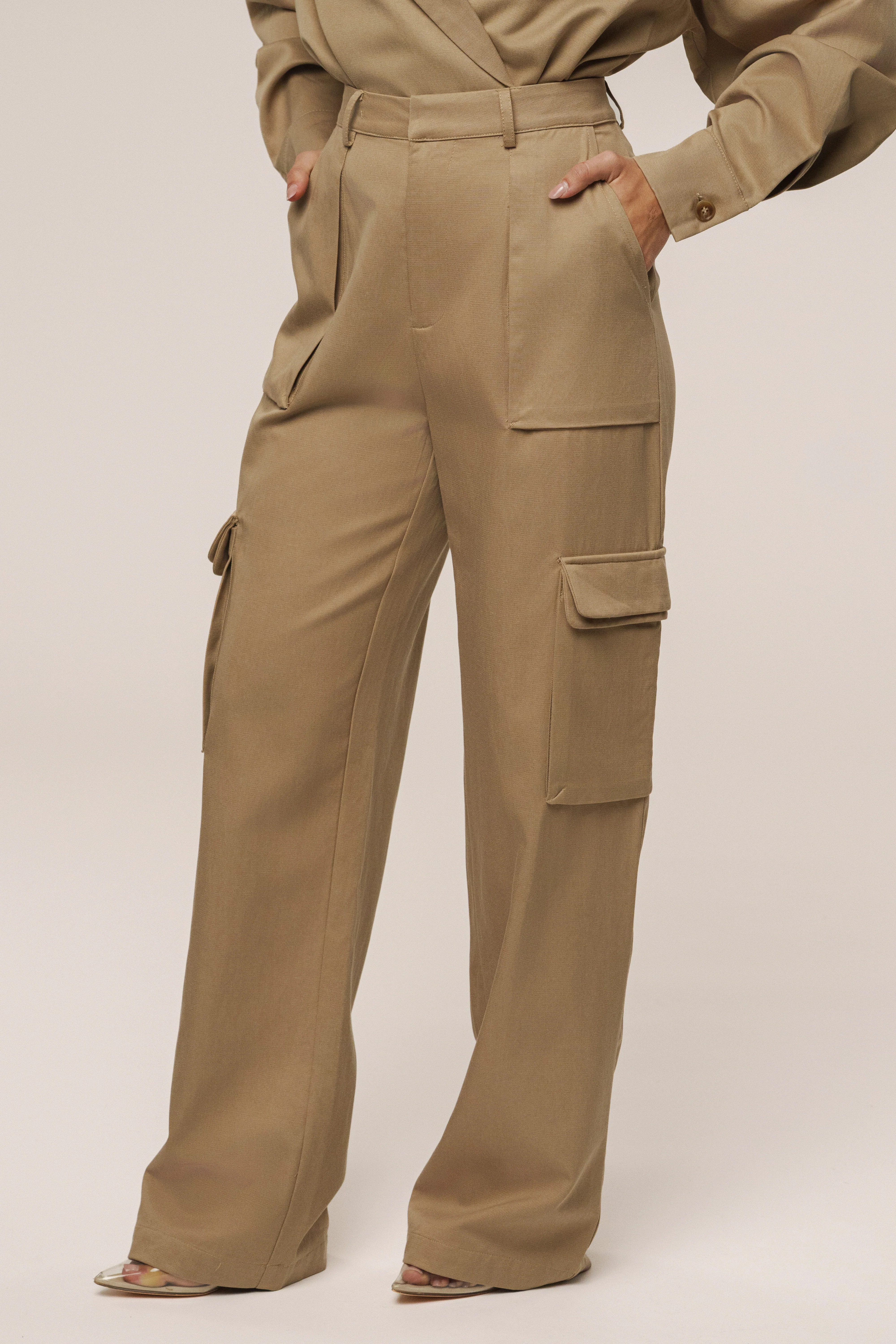 Tan Sculpted Cargo Pants - Image 6