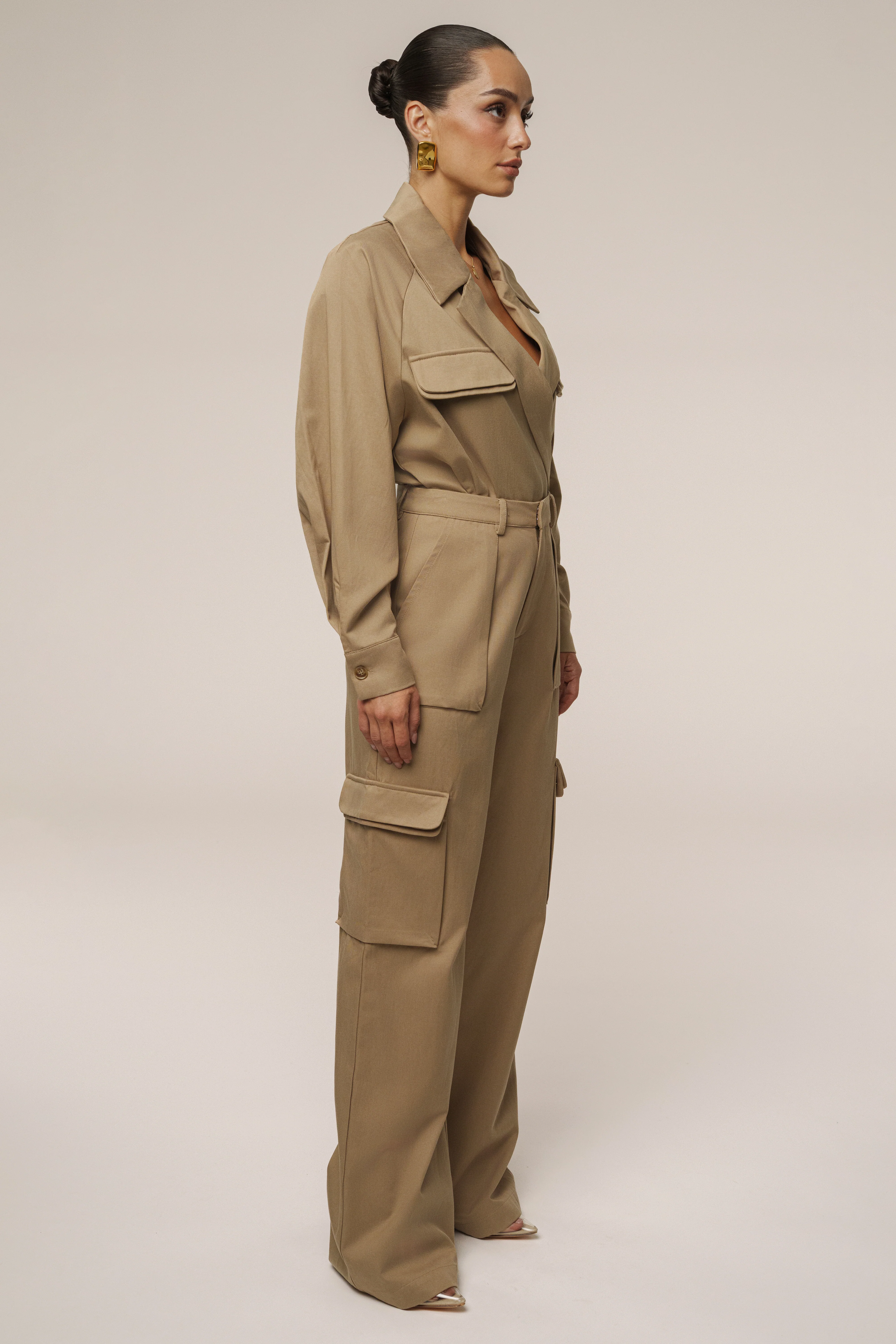 Tan Sculpted Cargo Pants - Image 8