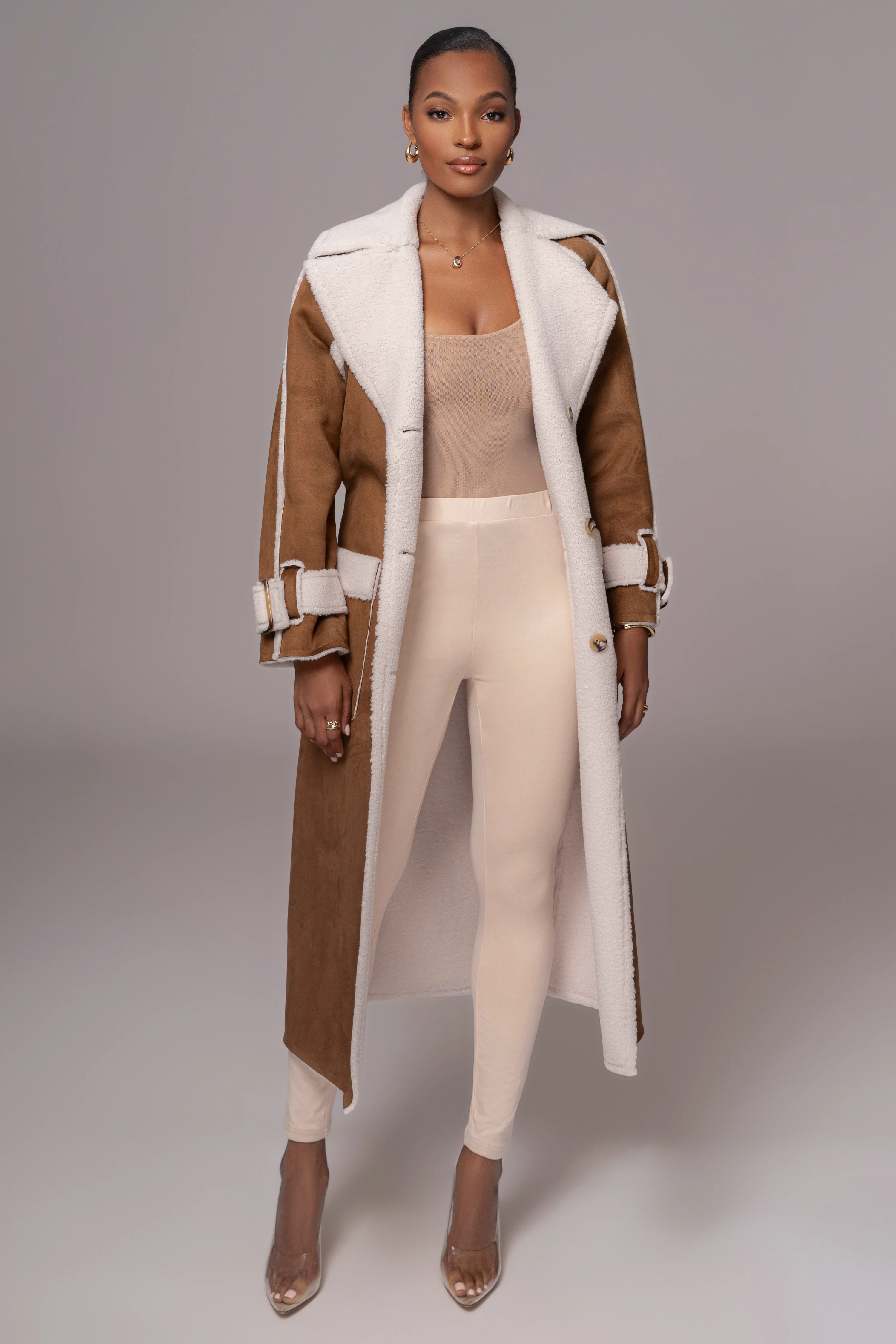 Tan Suede And Sherpa Reversible Coat - Image 11