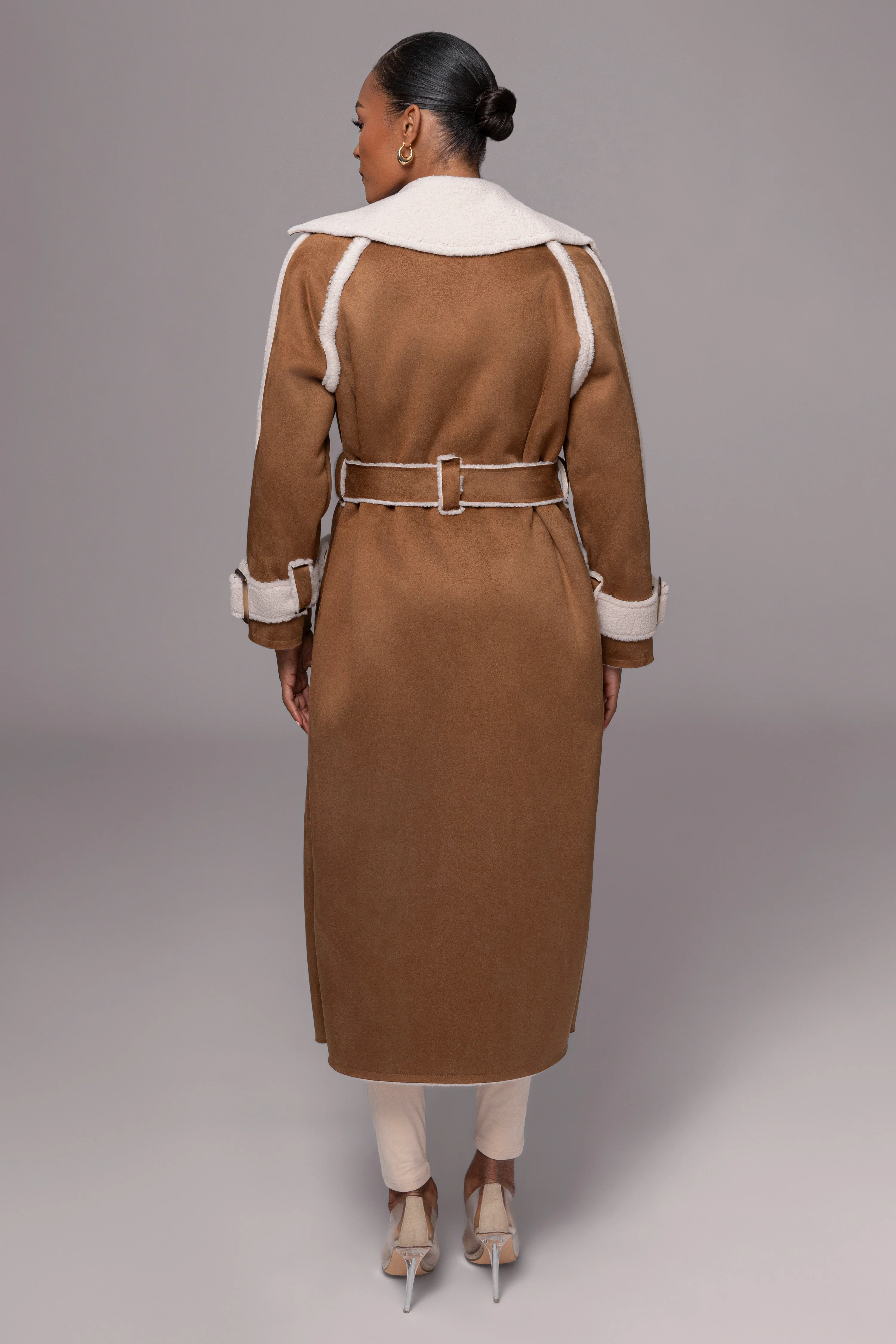 Tan Suede And Sherpa Reversible Coat - Image 13