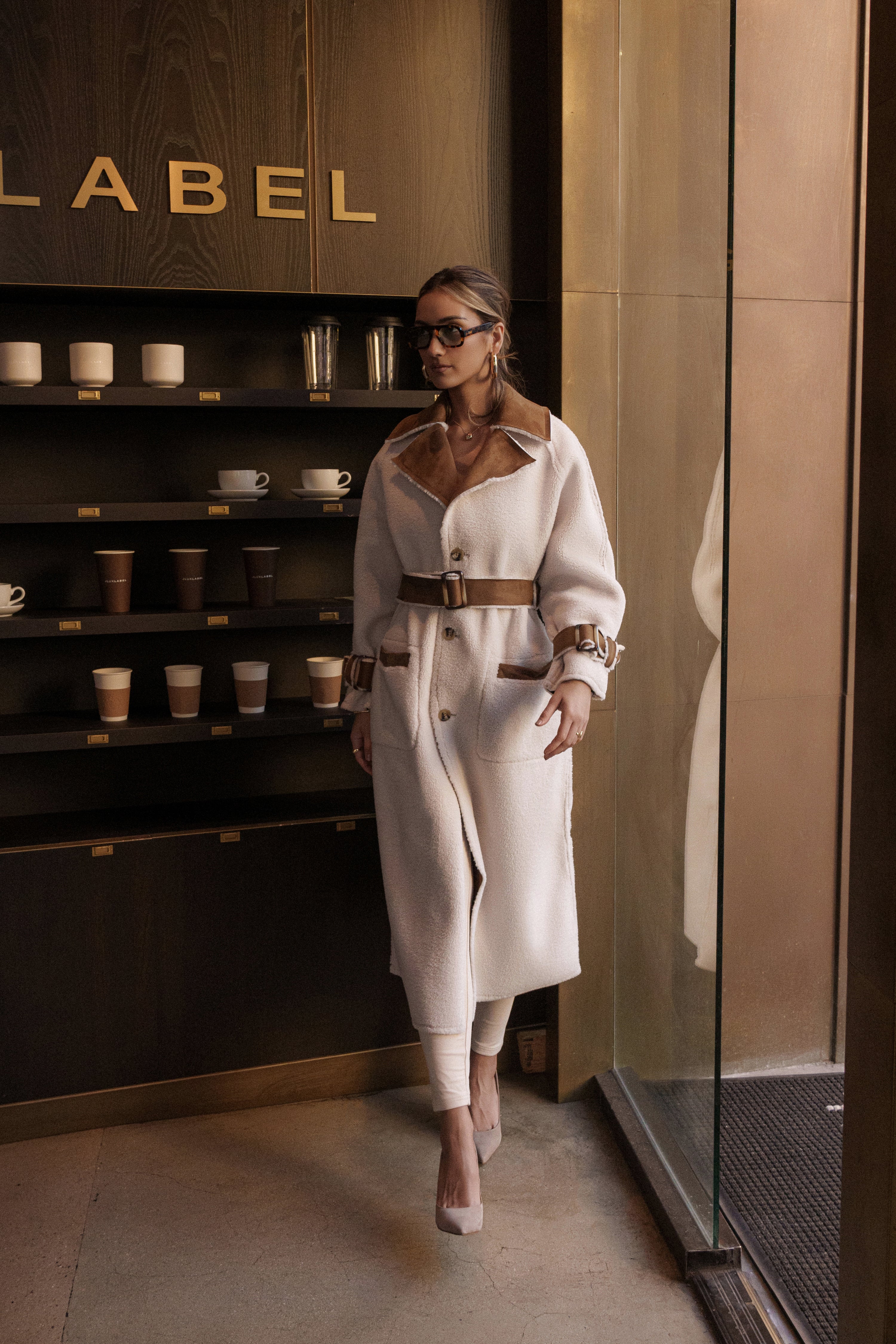 Tan Suede And Sherpa Reversible Coat - Image 18