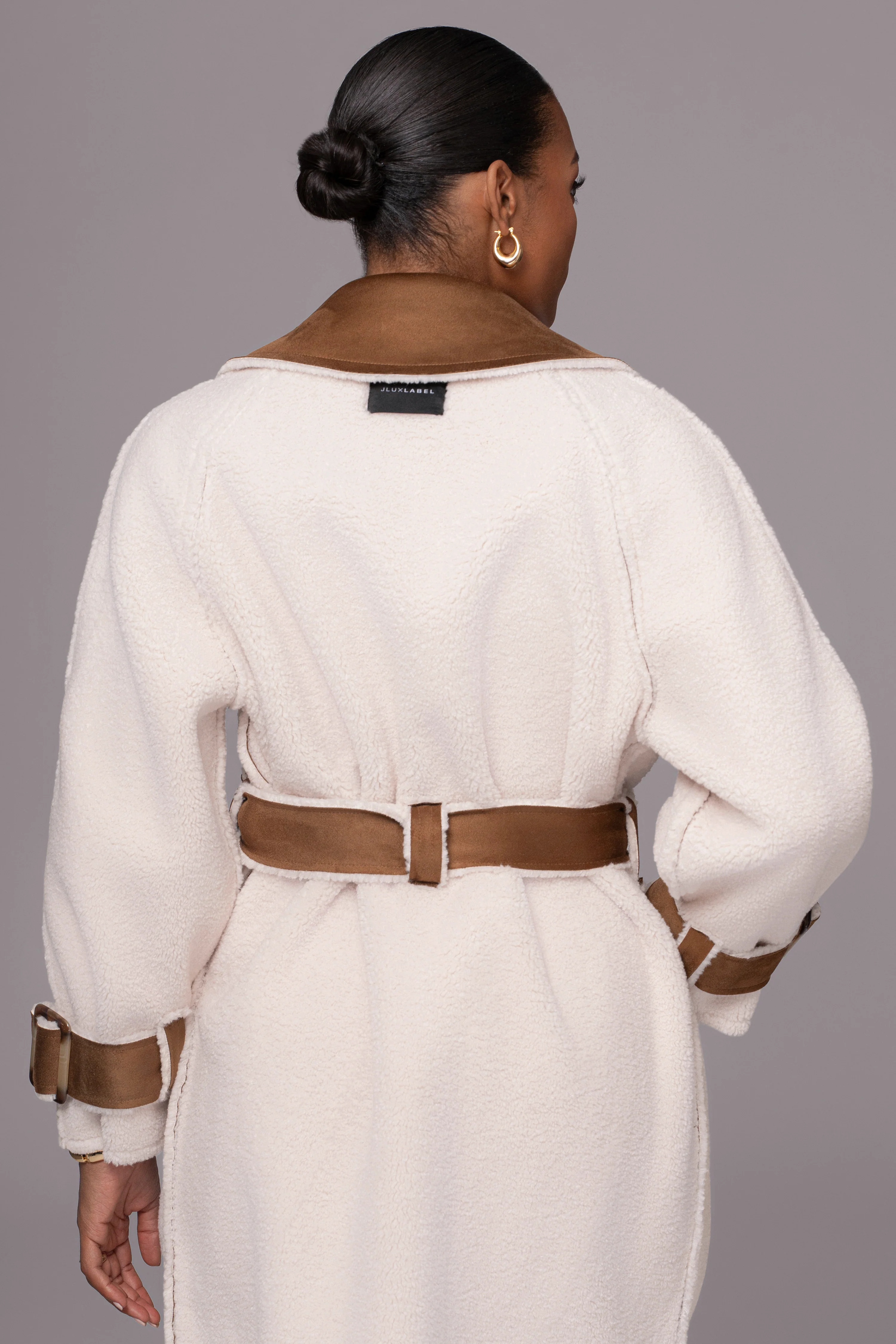 Tan Suede And Sherpa Reversible Coat - Image 23