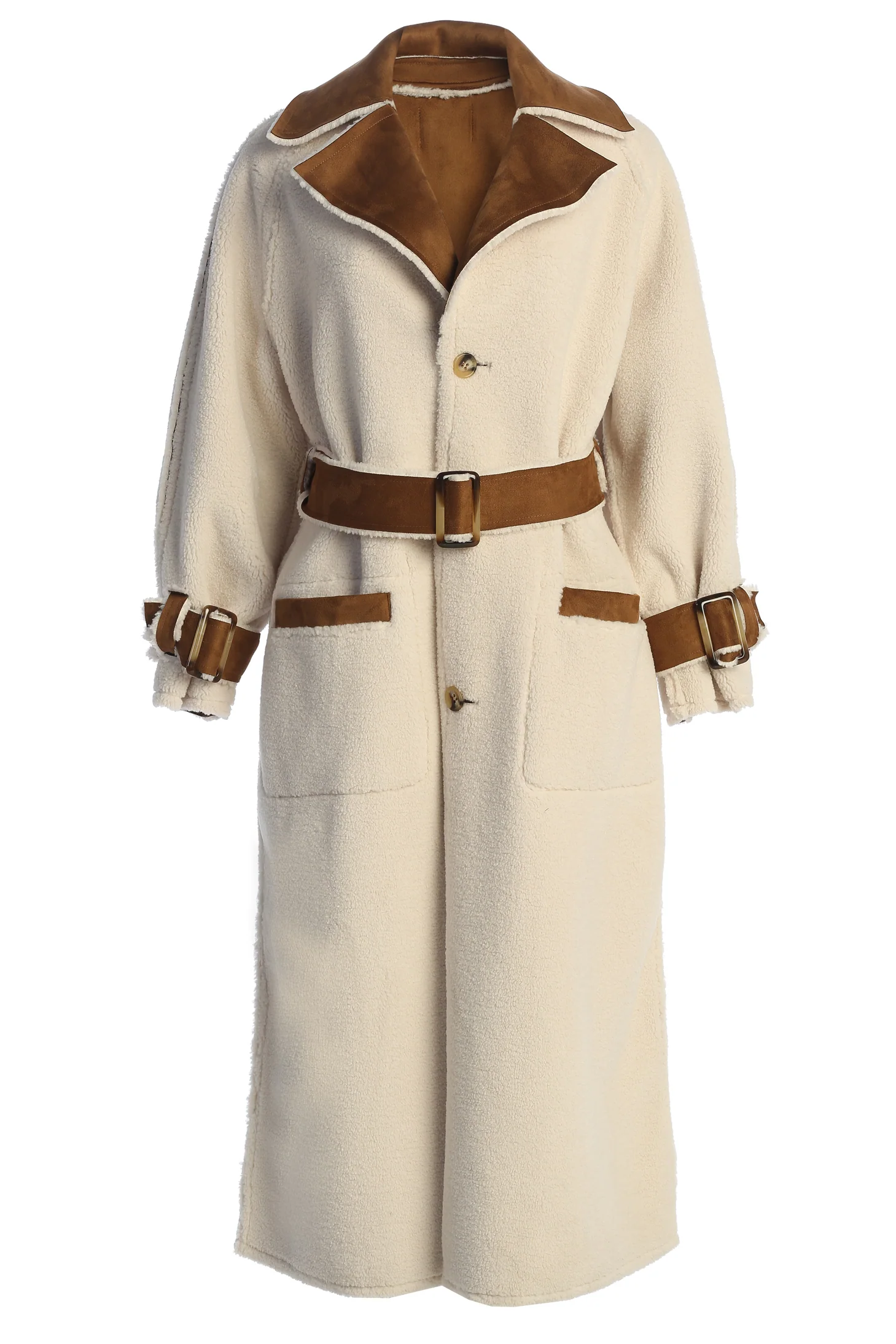 Tan Suede And Sherpa Reversible Coat - Image 3