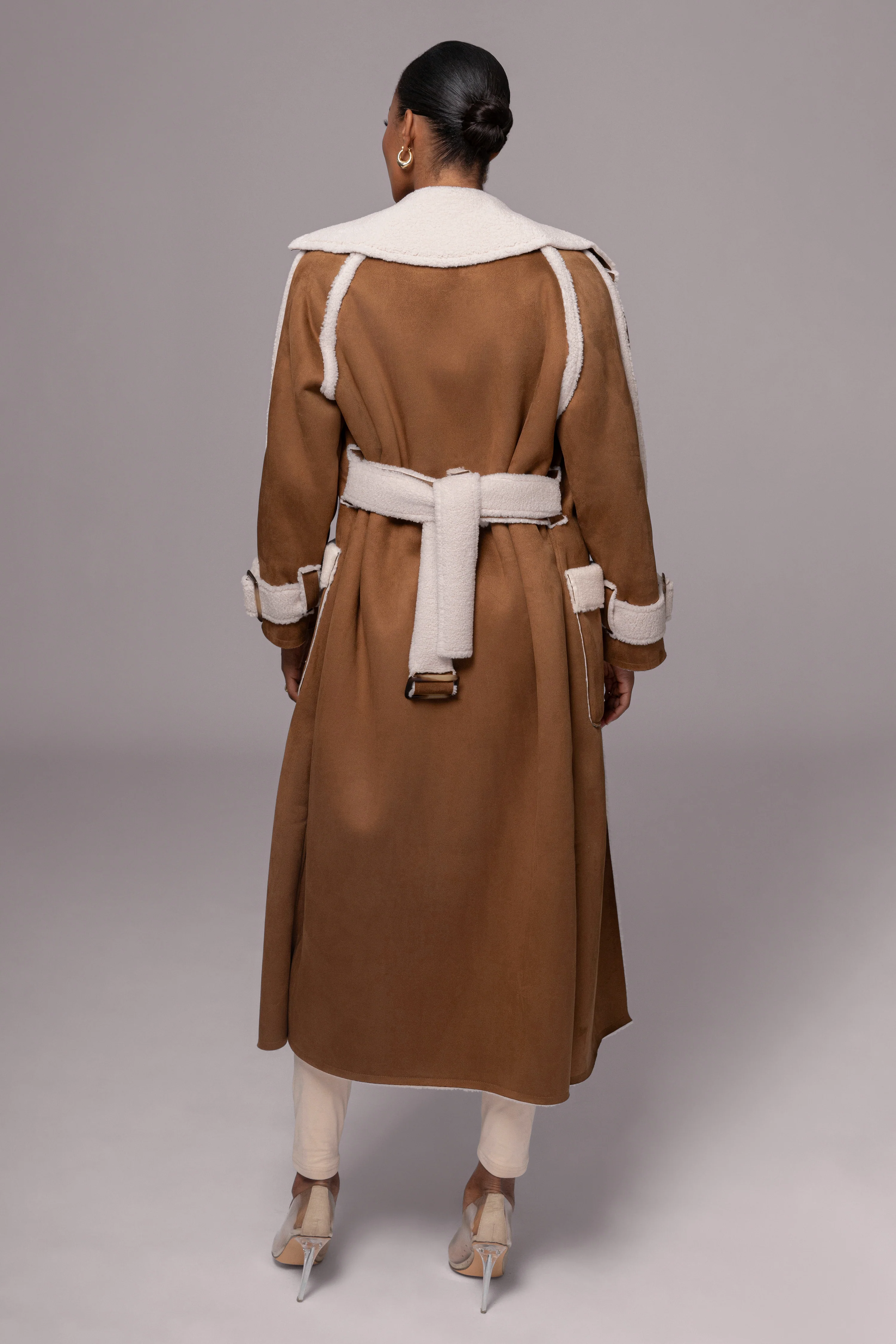 Tan Suede And Sherpa Reversible Coat - Image 7