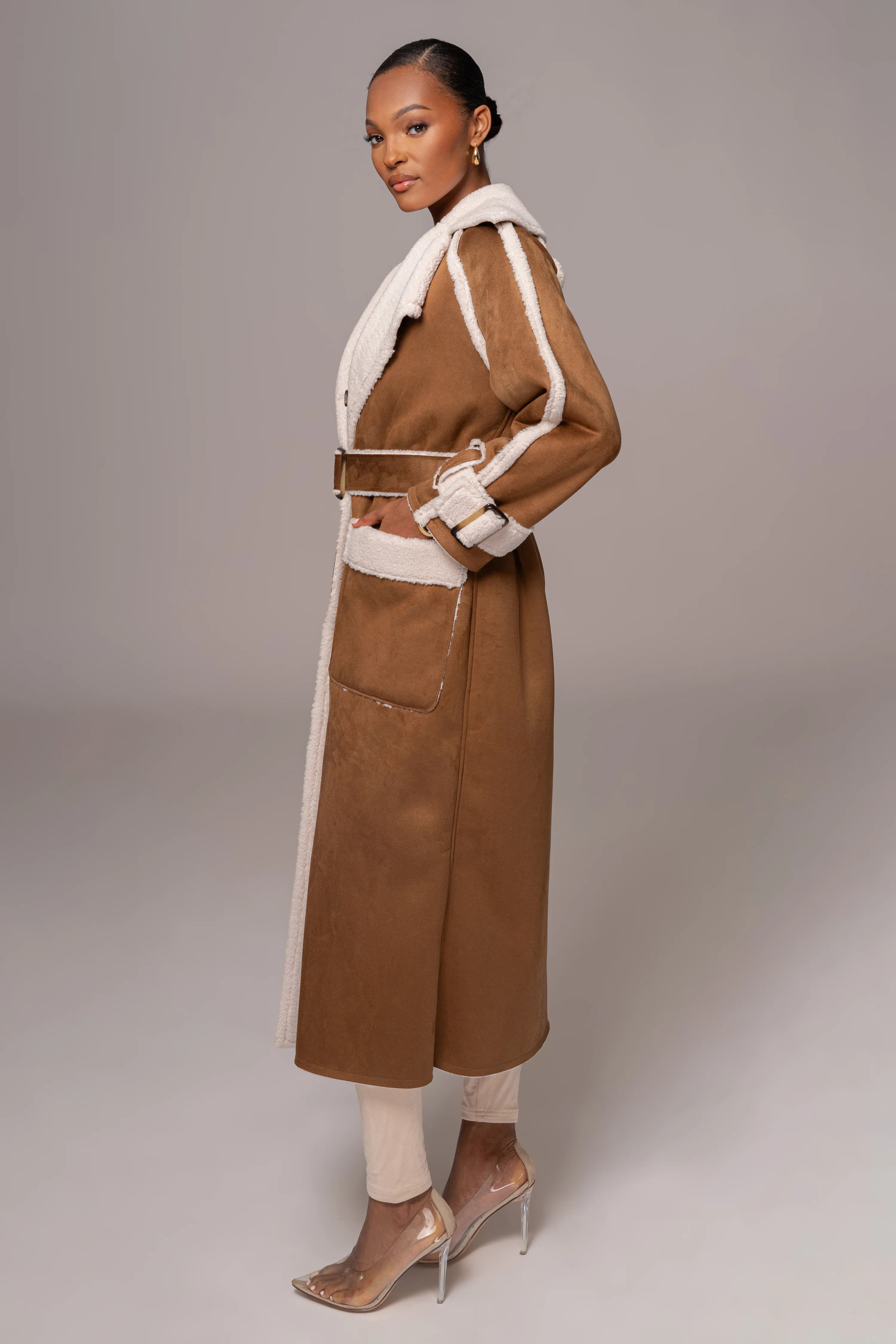 Tan Suede And Sherpa Reversible Coat - Image 9