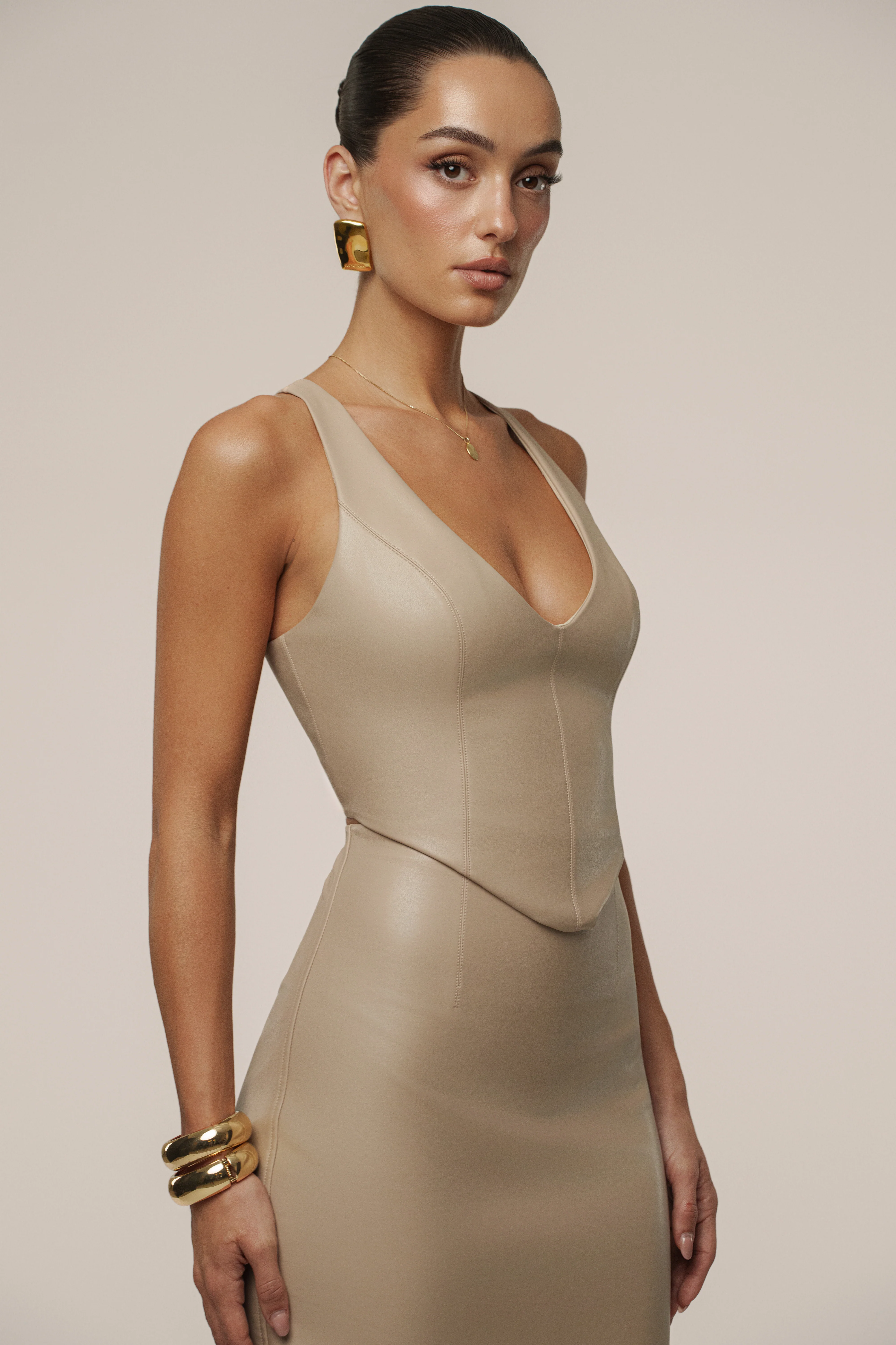 Tan Tate PU Leather Top - Image 8