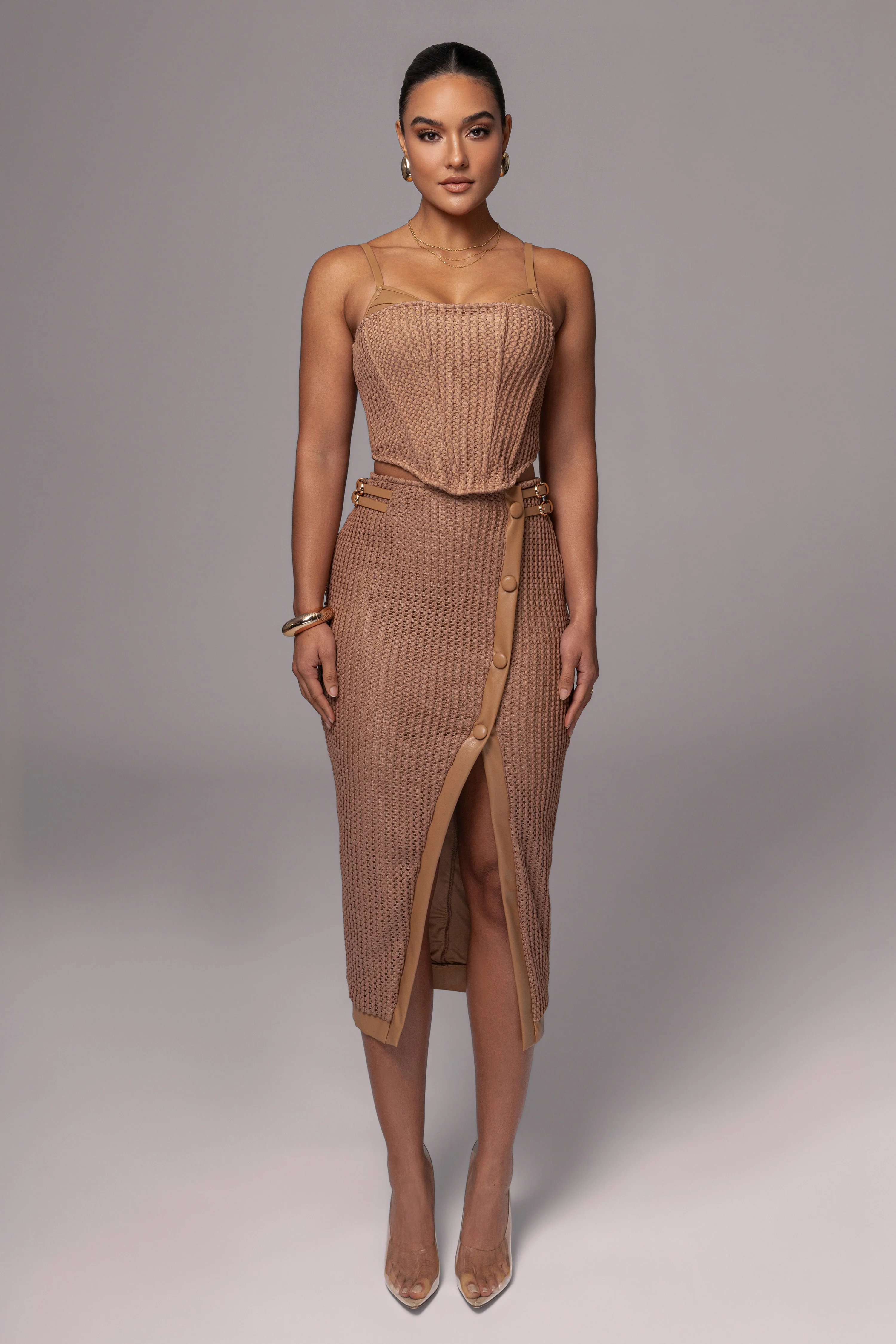 Tan Textured Harley Corset Top - Image 2