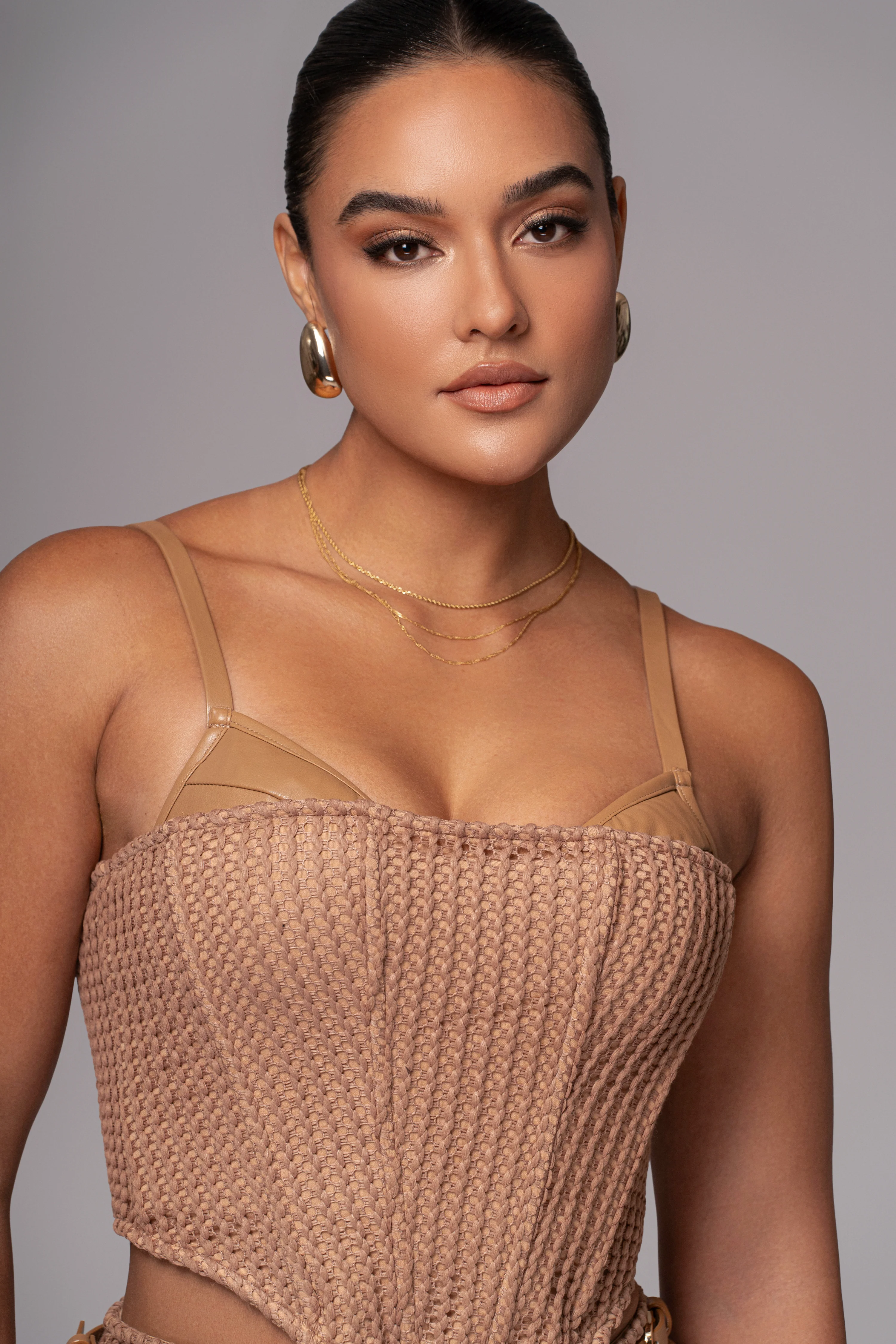 Tan Textured Harley Corset Top - Image 6