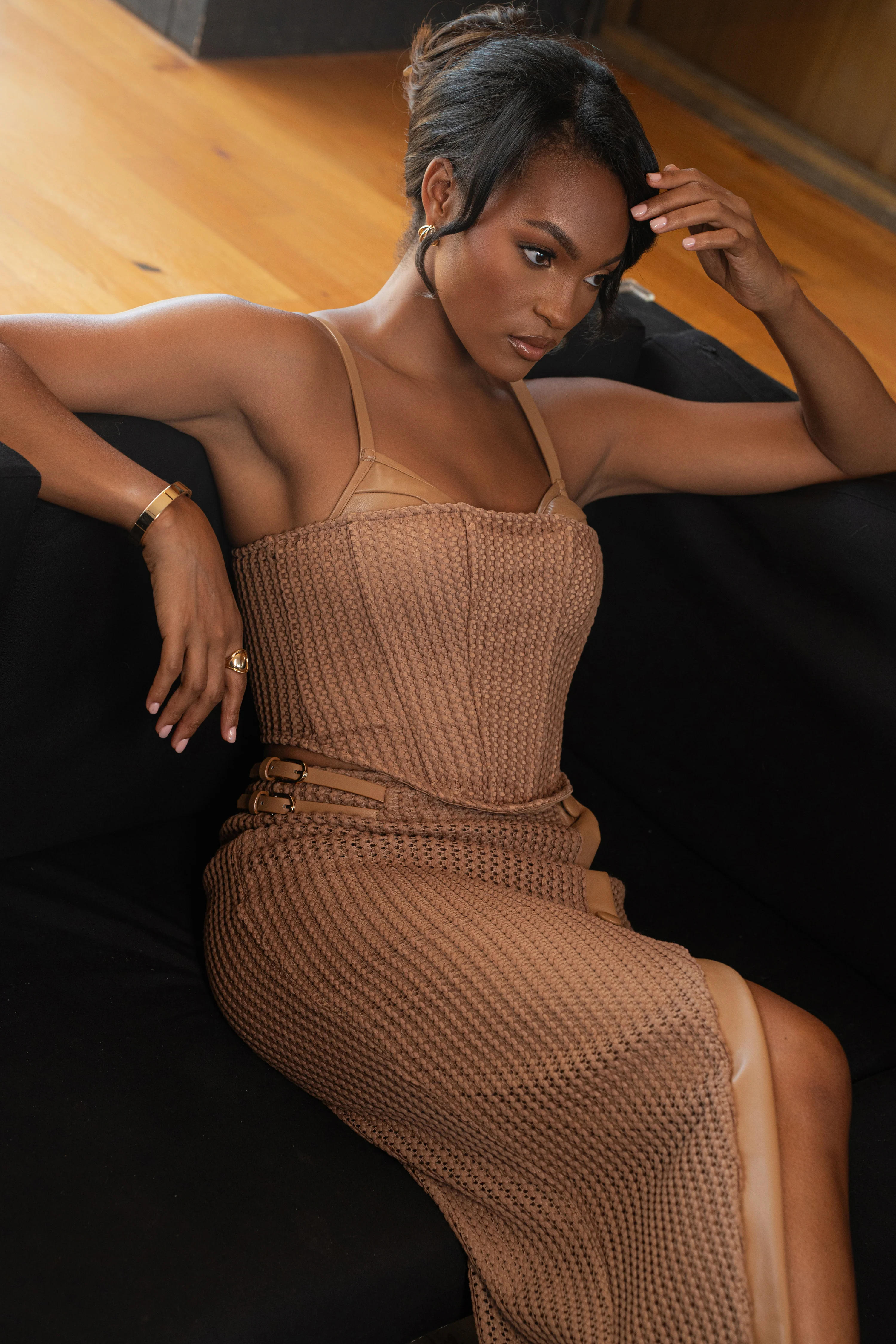 Tan Textured Harley Corset Top - Image 8
