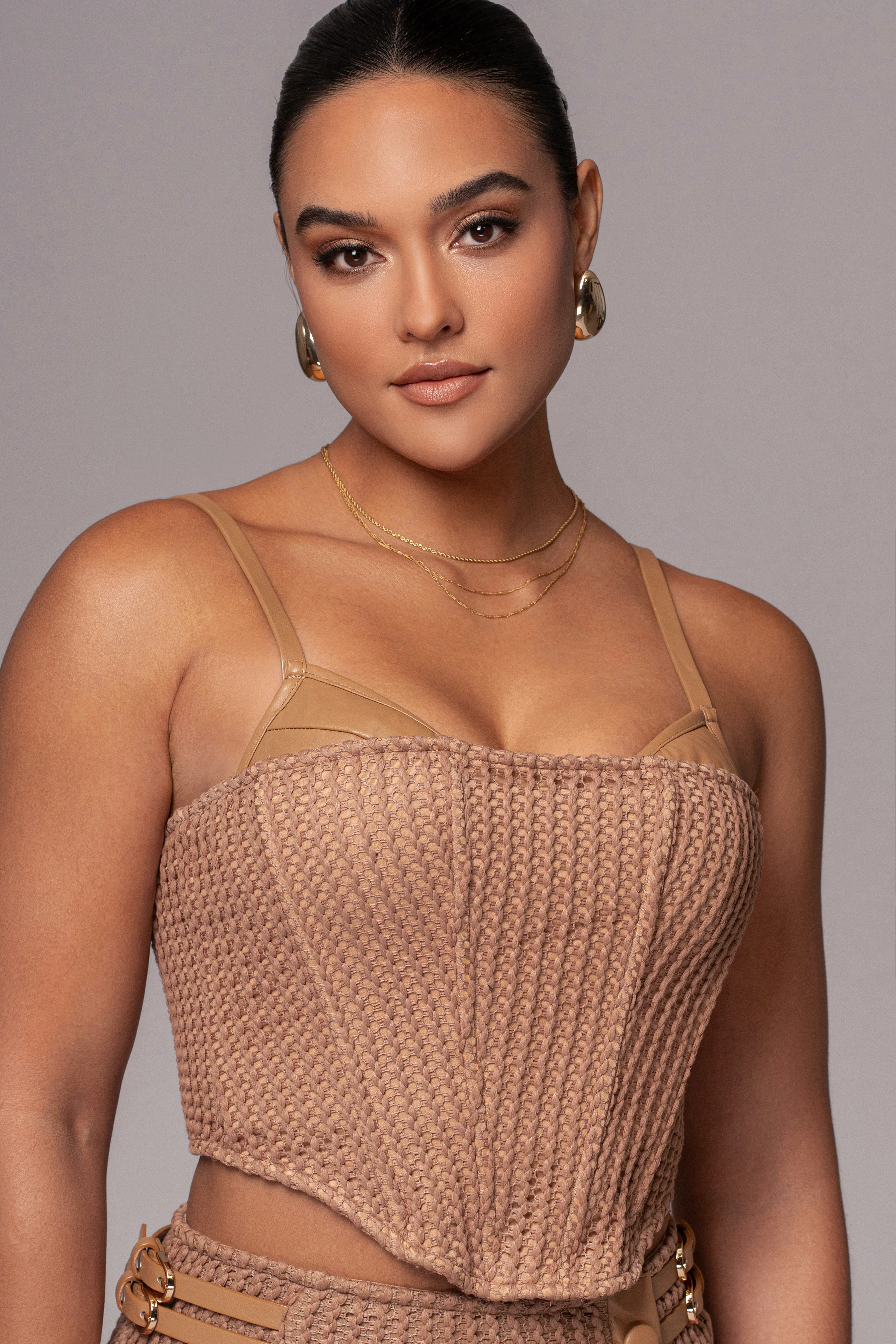 Tan Textured Harley Corset Top - Image 9