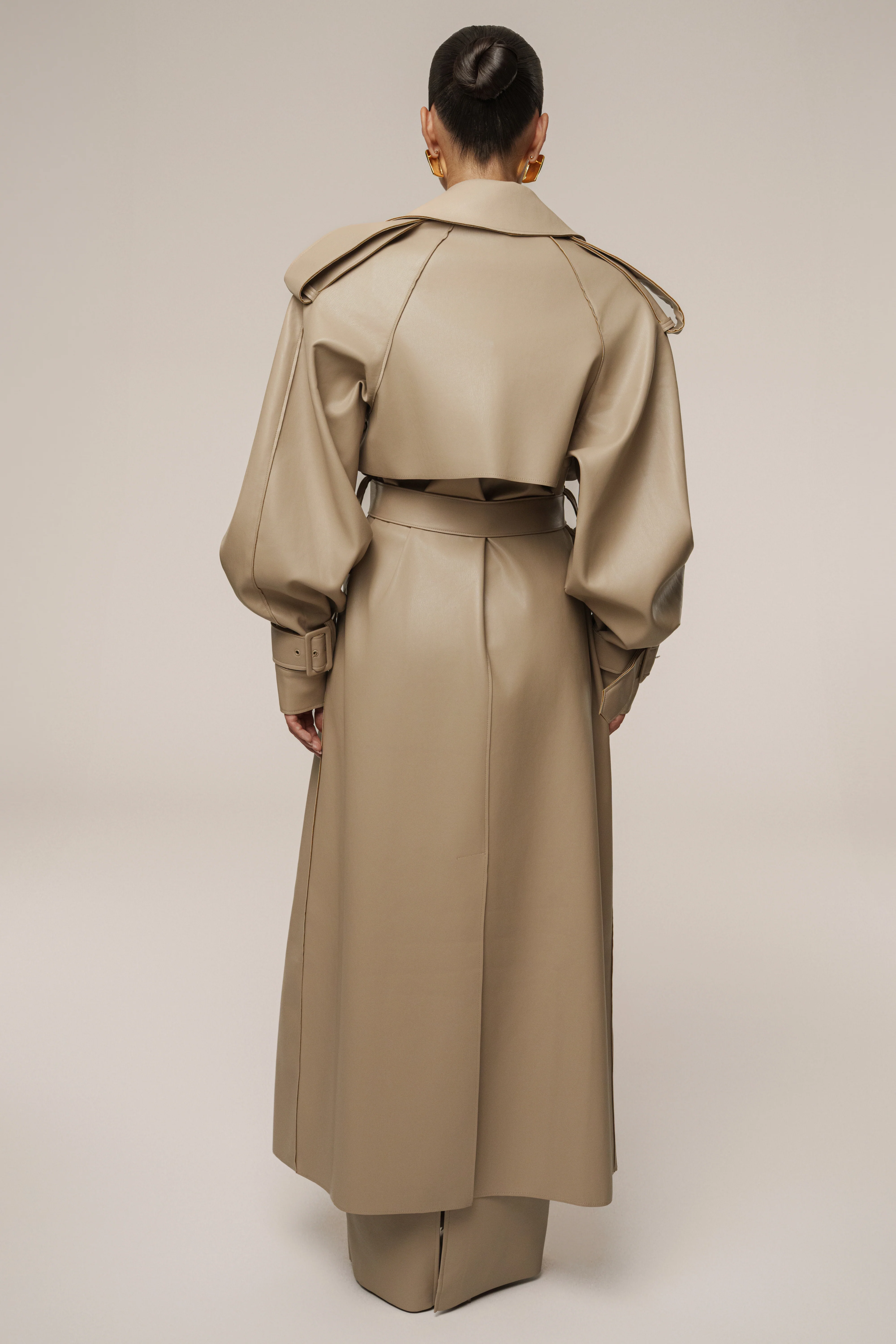 Tan The Icon PU Leather Coat - Image 12