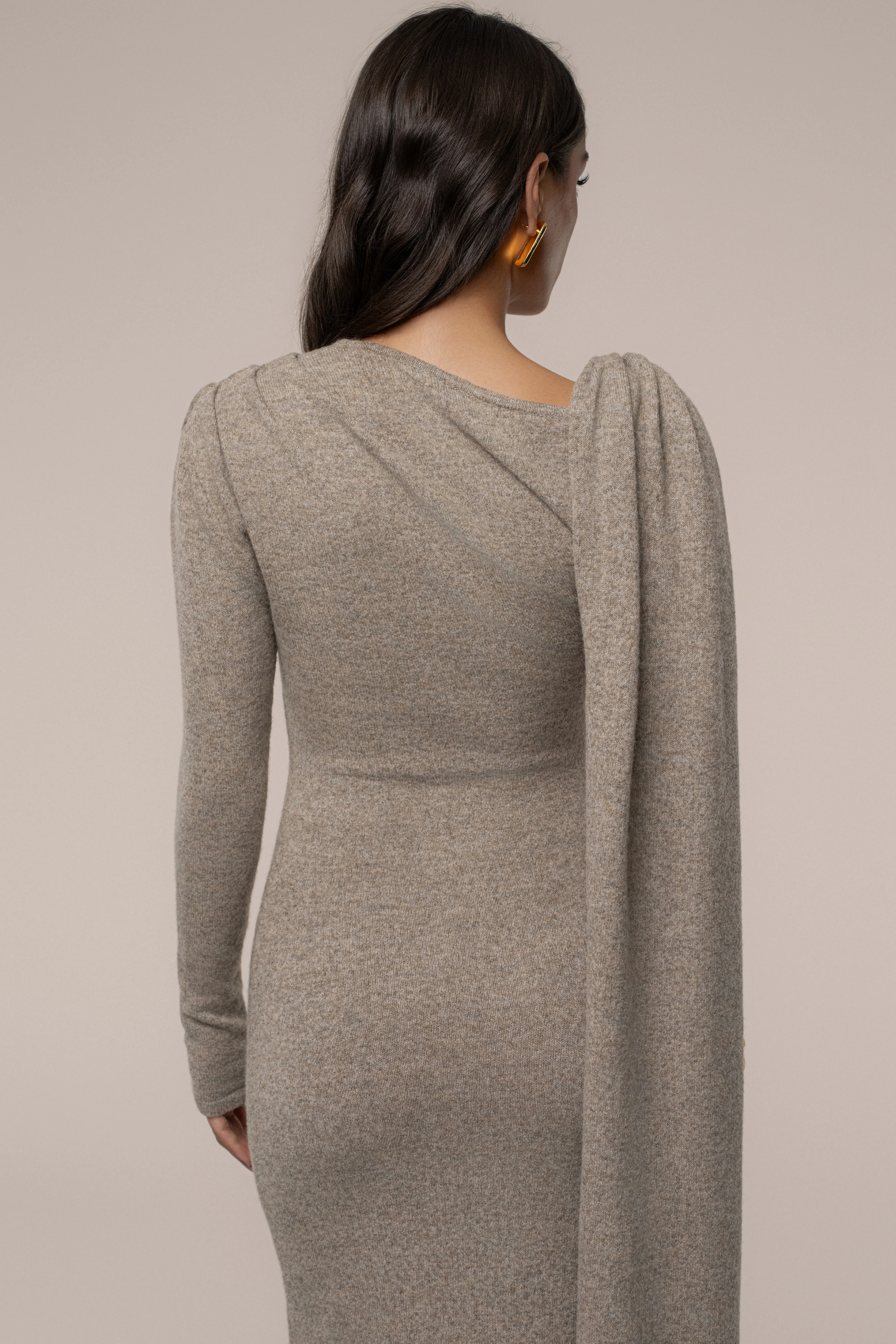 Taupe Aniza Drape Maxi Dress - Image 10