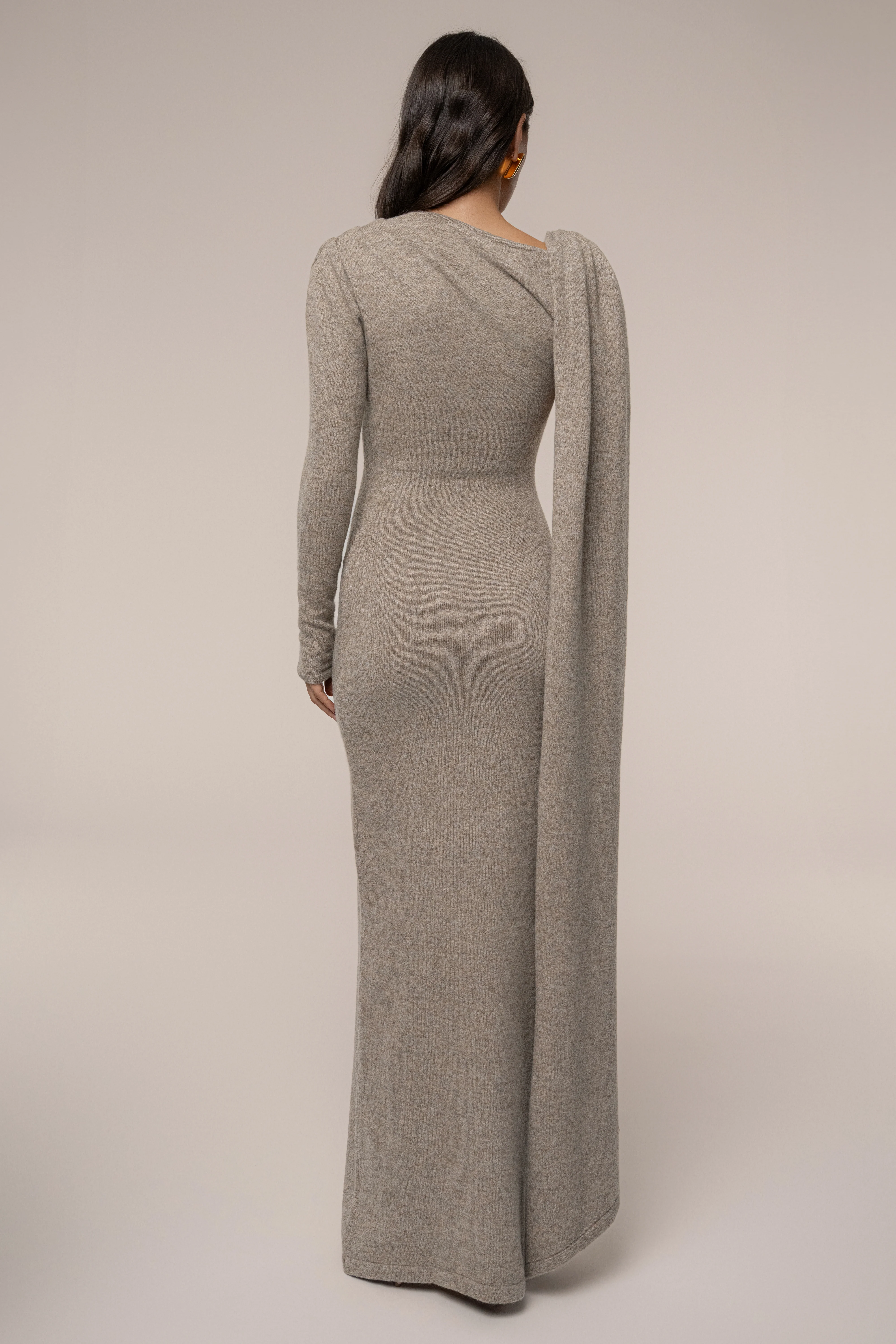 Taupe Aniza Drape Maxi Dress - Image 11