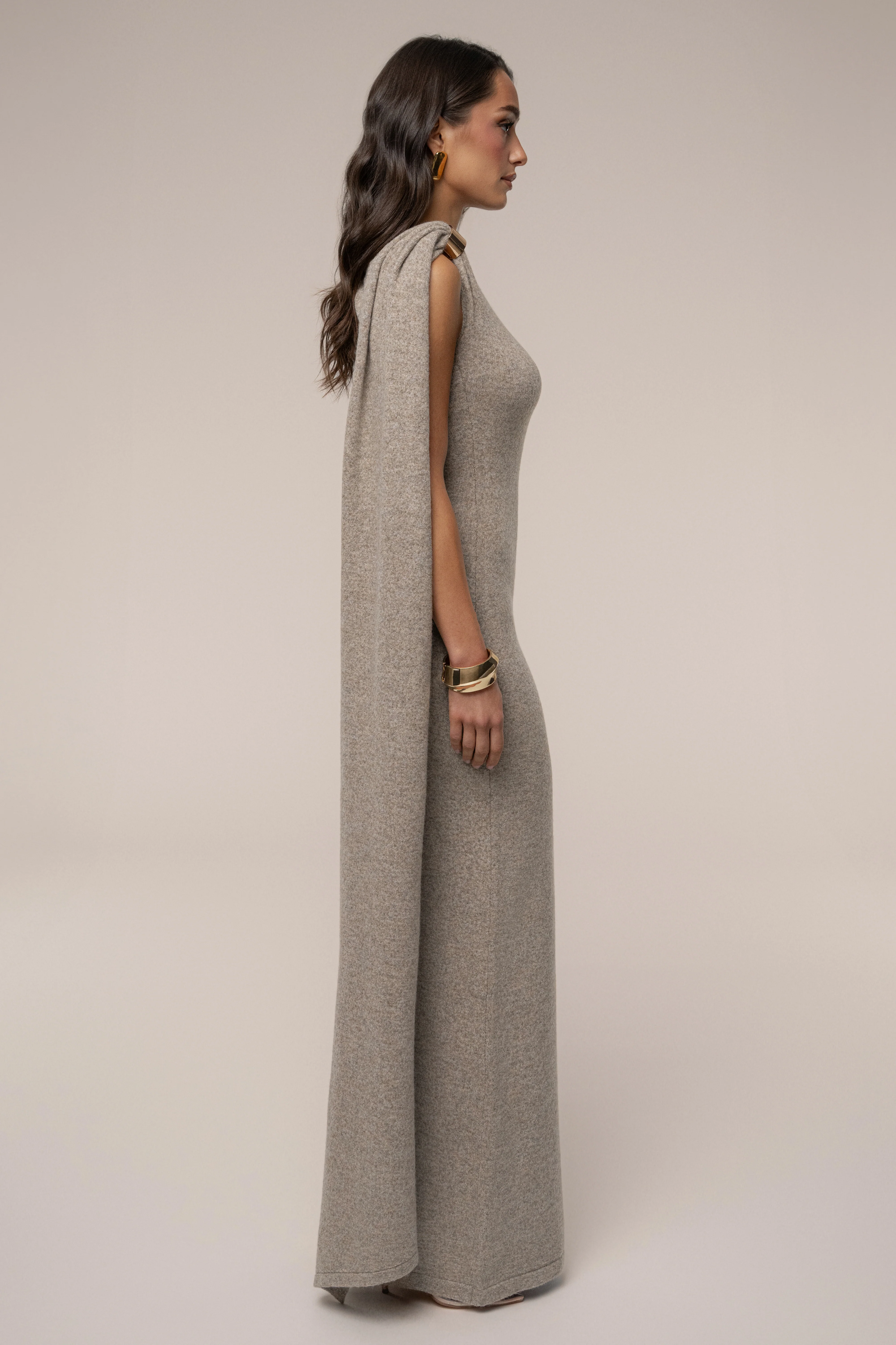 Taupe Aniza Drape Maxi Dress - Image 7