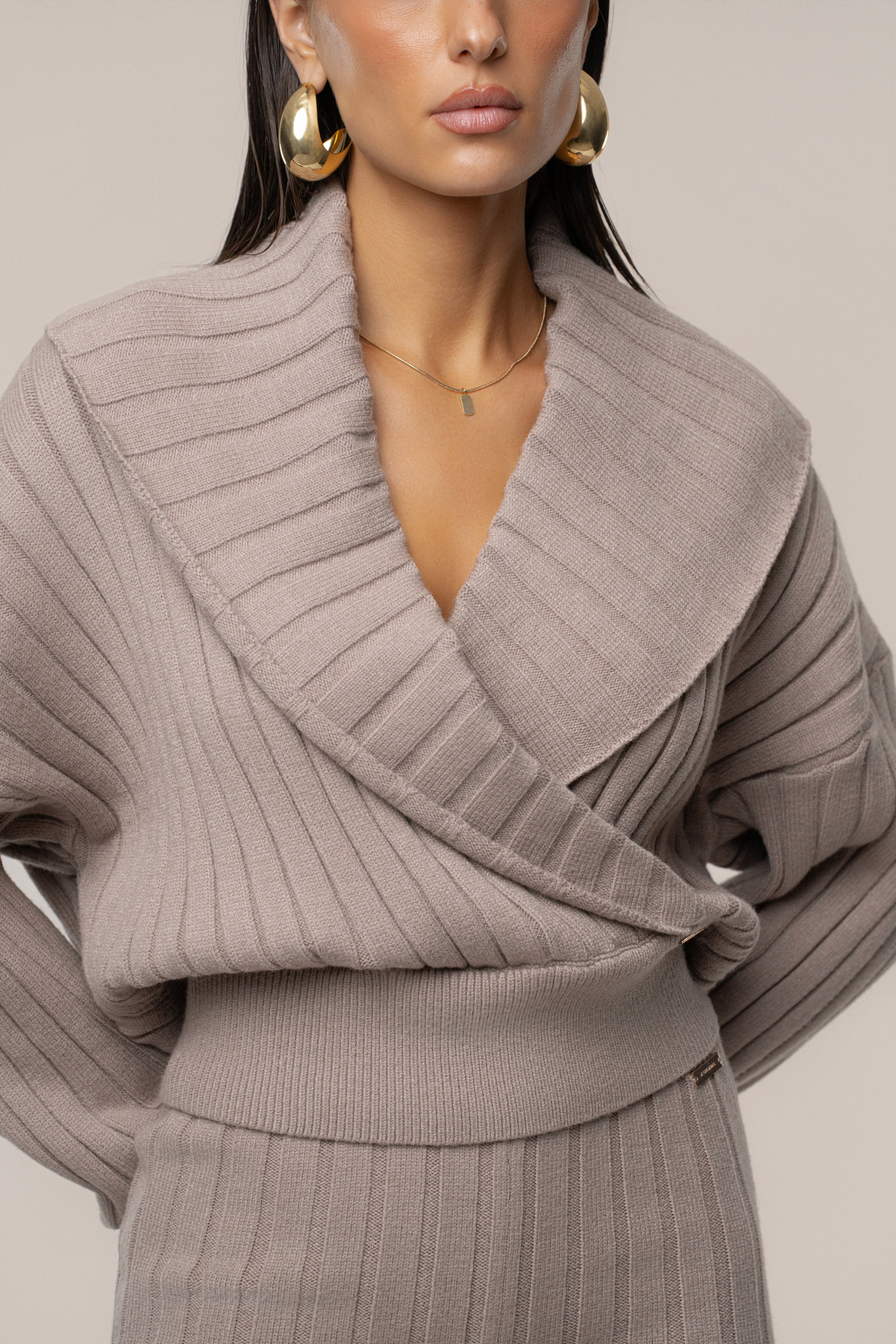 Taupe Ease Forward Knit Top - Image 10
