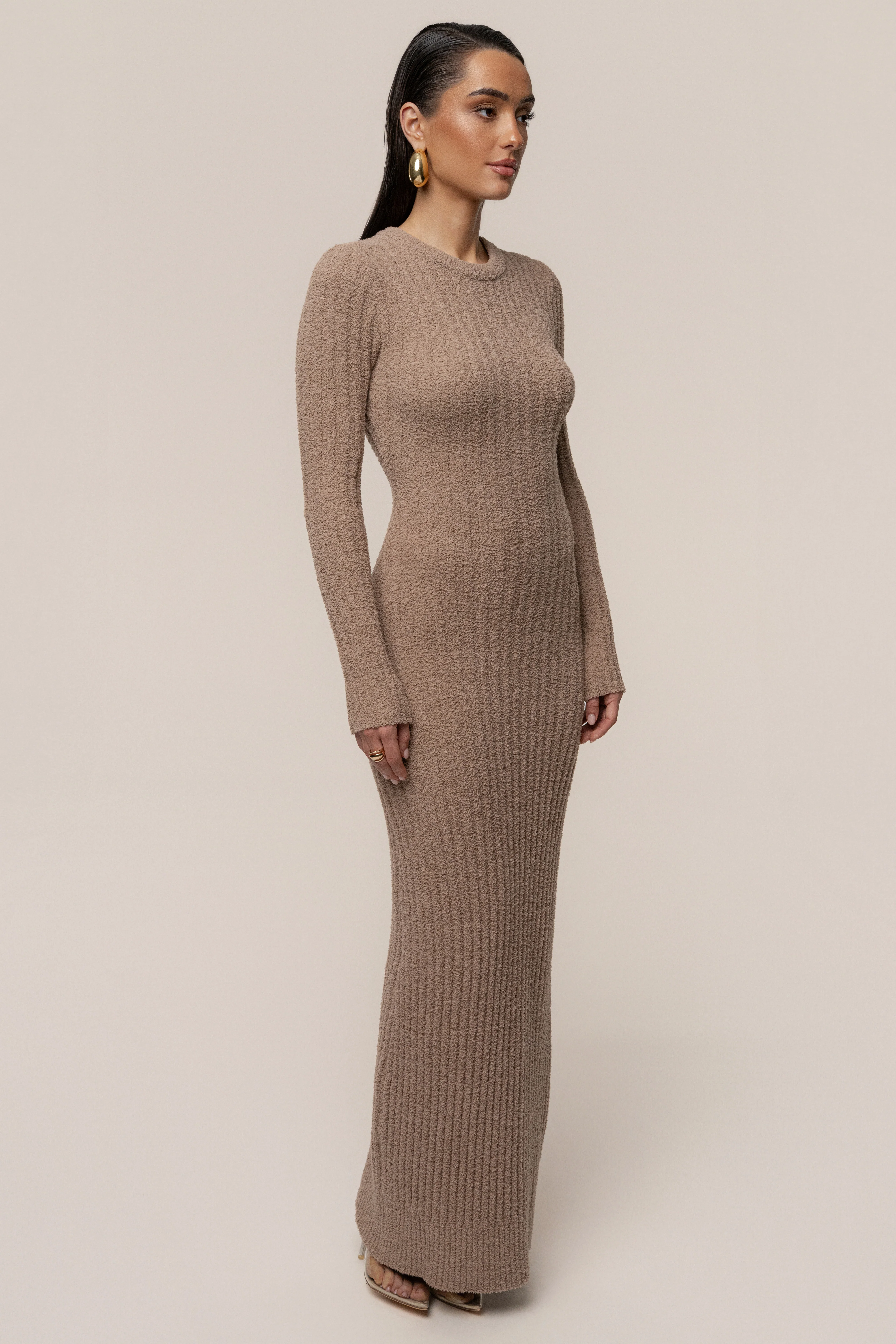 Taupe First Class Ribbed Maxi Dress - Image 12