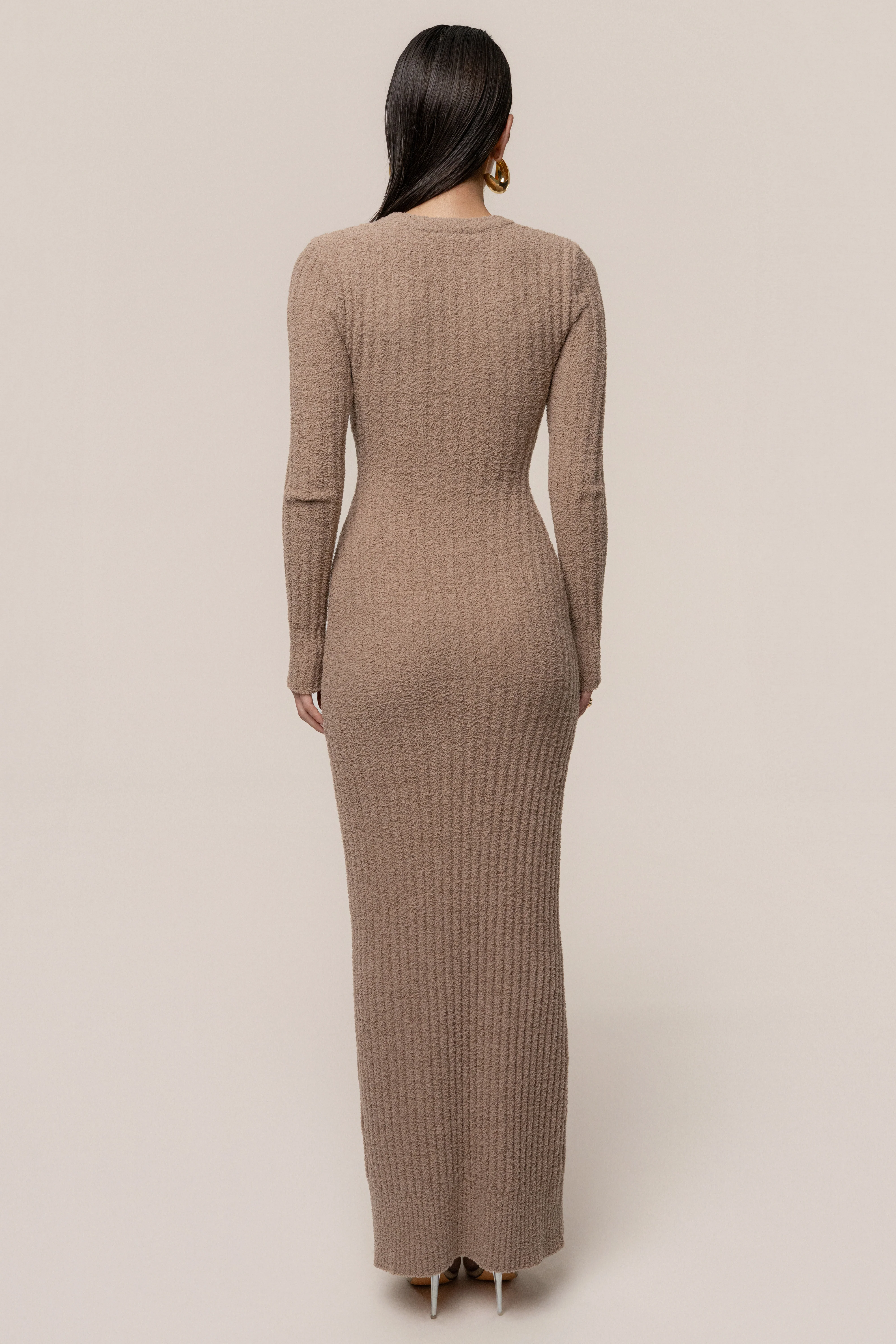 Taupe First Class Ribbed Maxi Dress - Image 13
