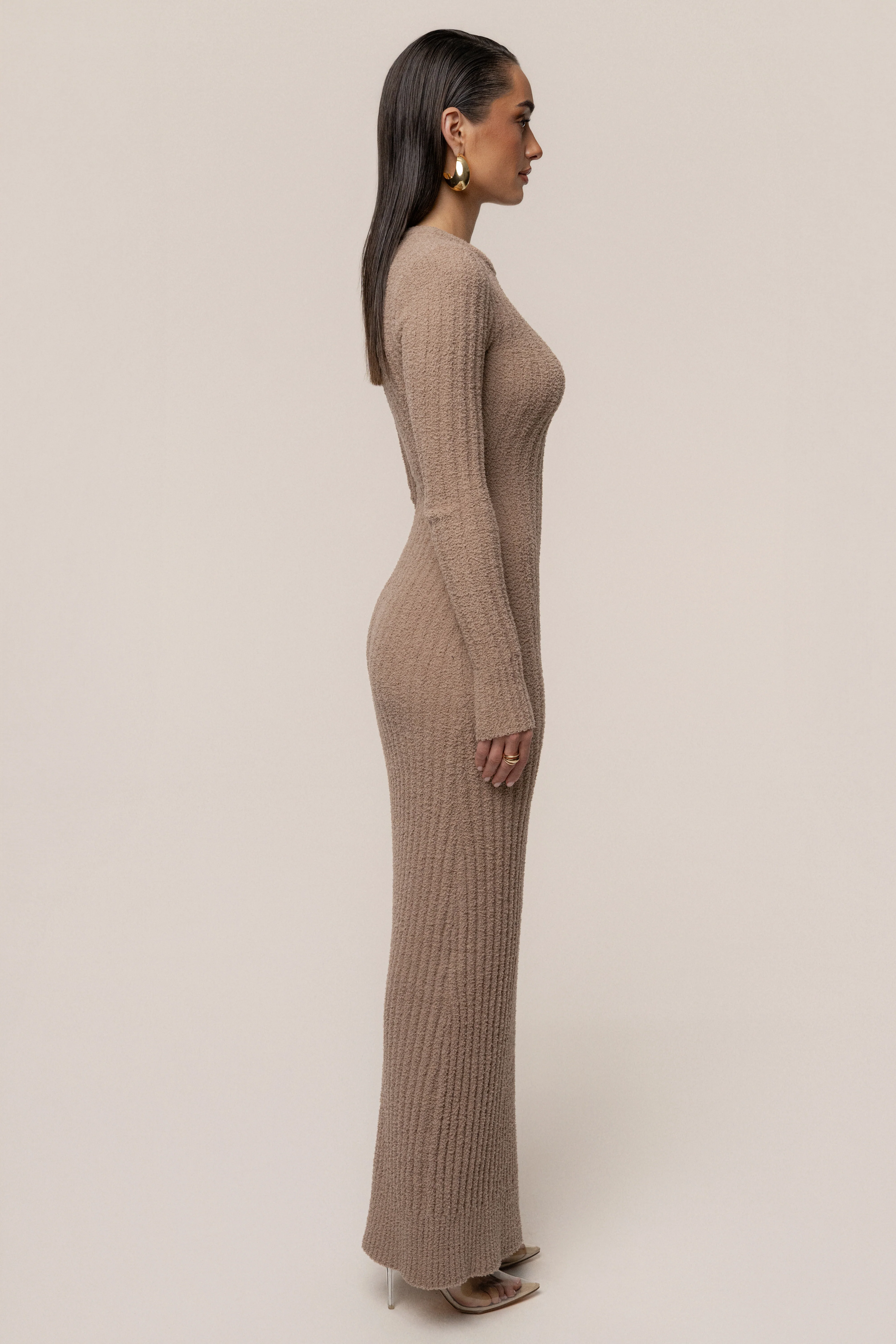 Taupe First Class Ribbed Maxi Dress - Image 18