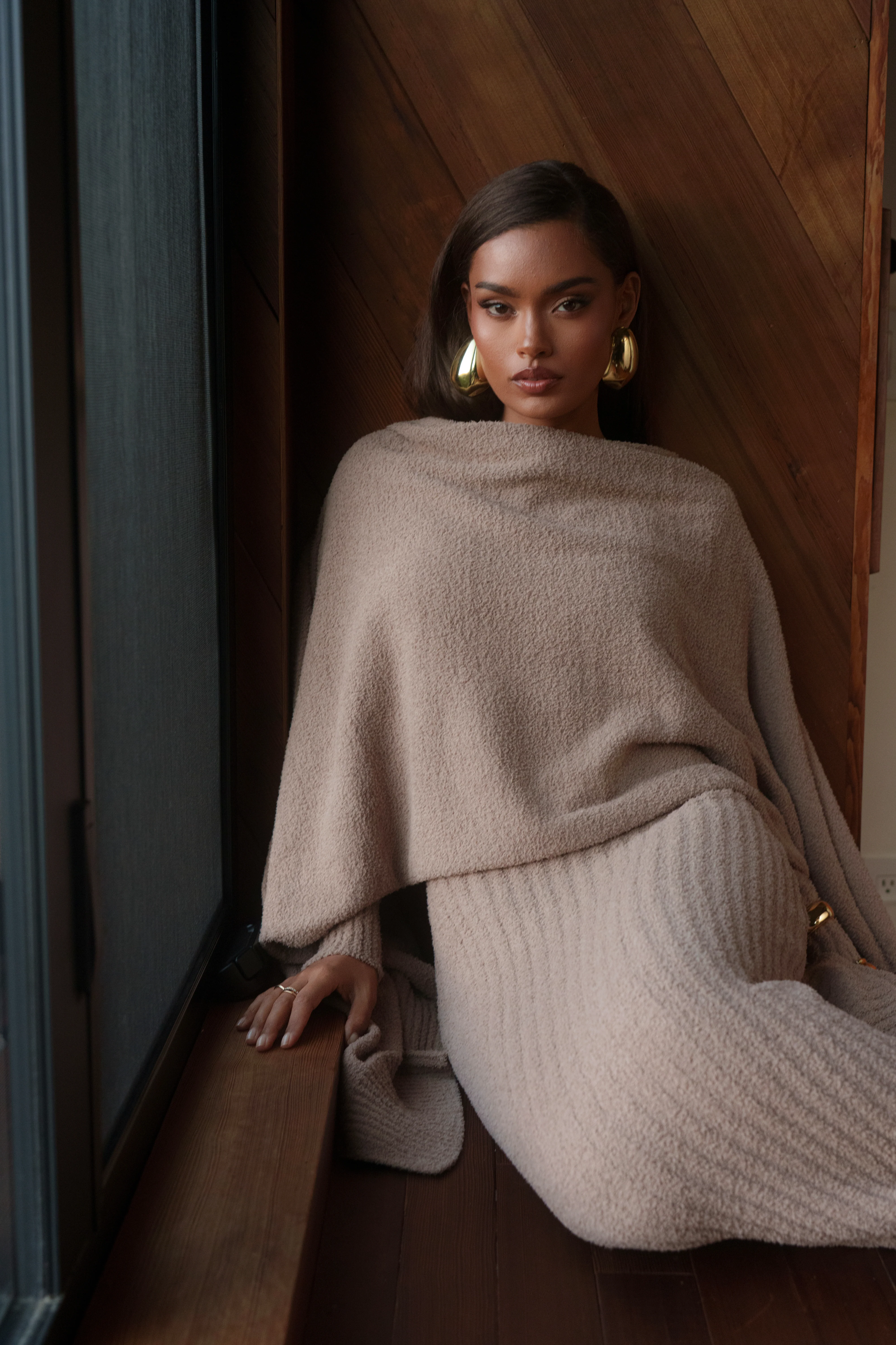 Taupe First Class Ribbed Maxi Dress - Image 2