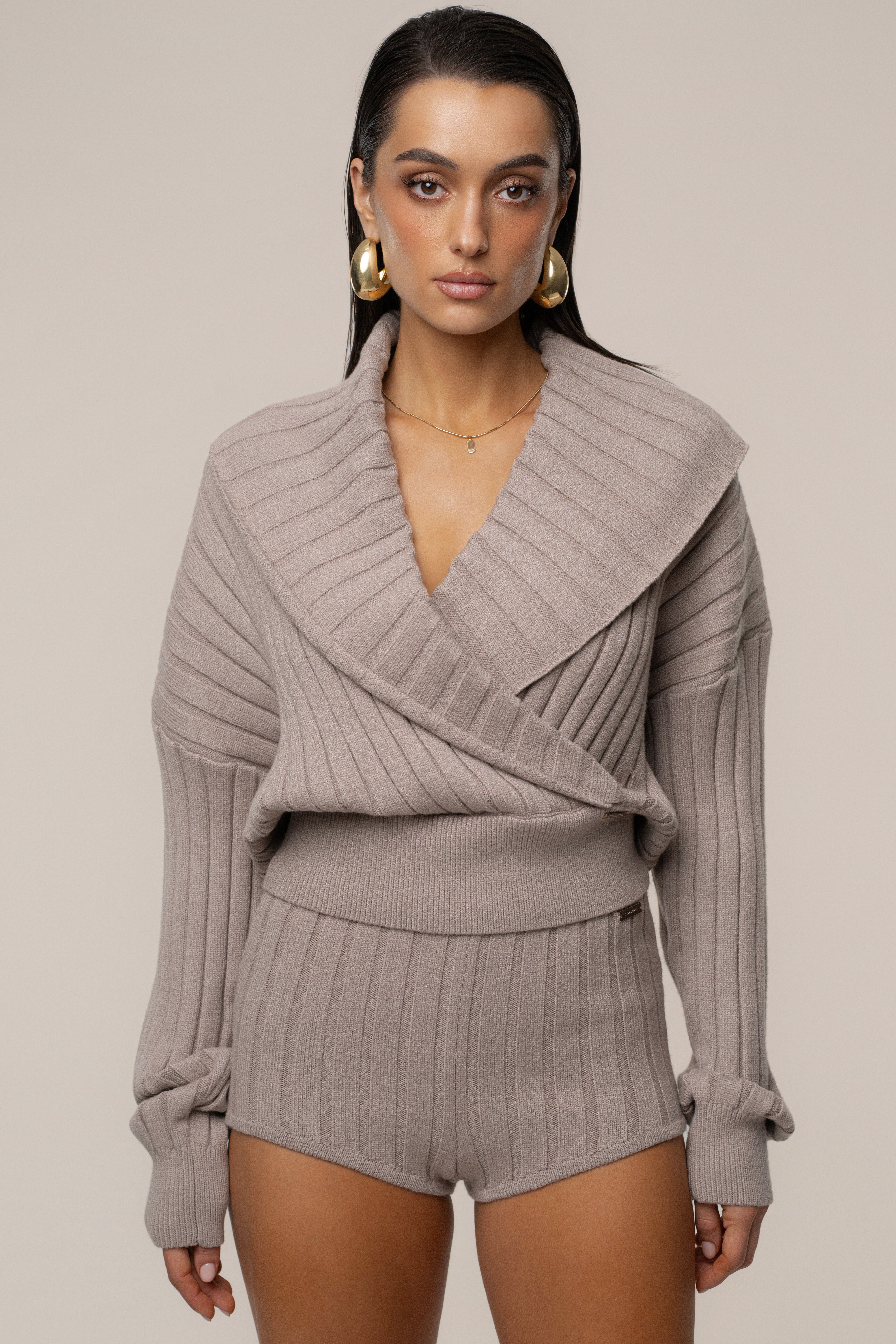 Taupe Knit Things Ribbed Shorts - Image 5