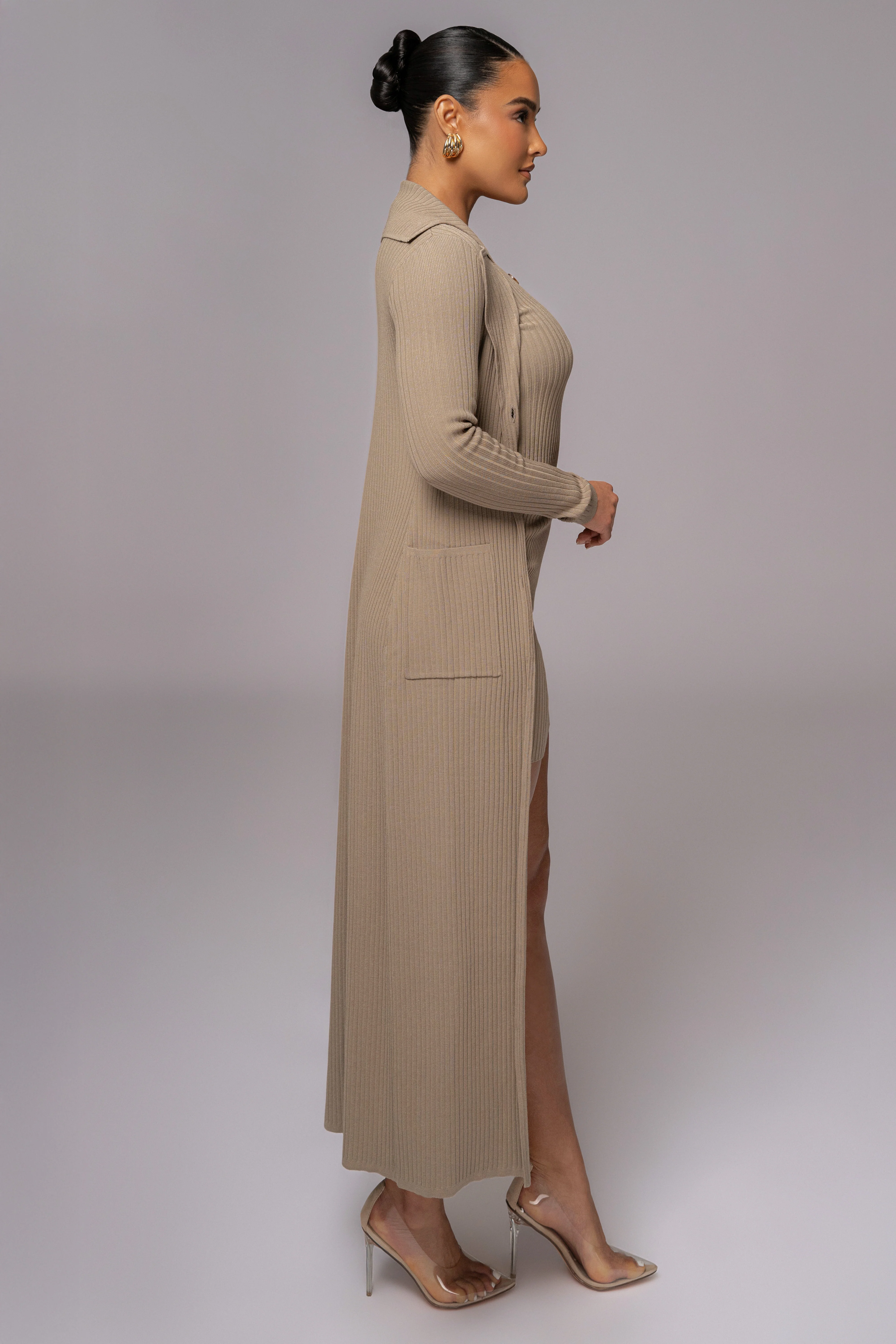 Taupe Lida Ribbed Duster - Image 8