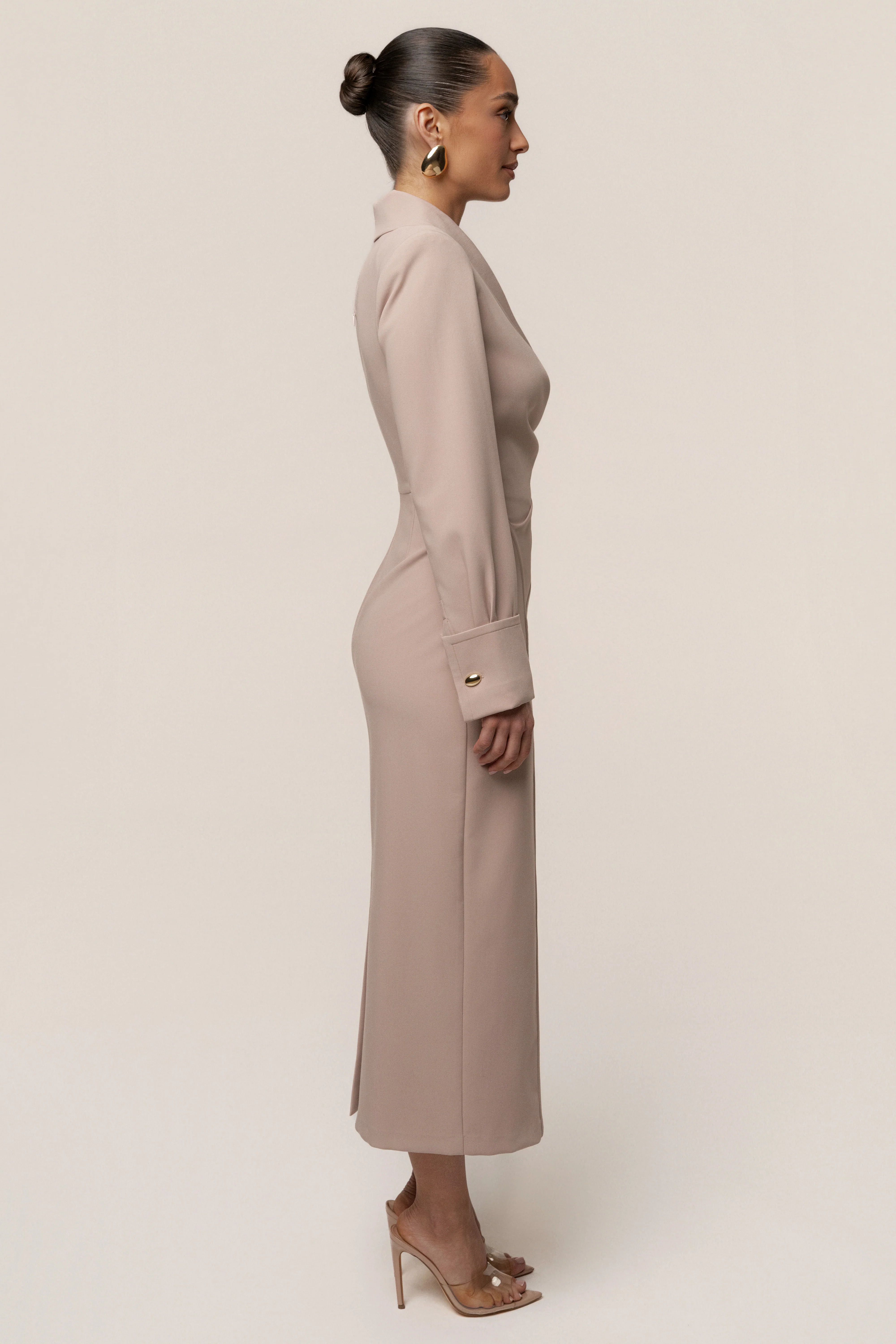 Taupe Manifest Blazer Midi Dress - Image 13