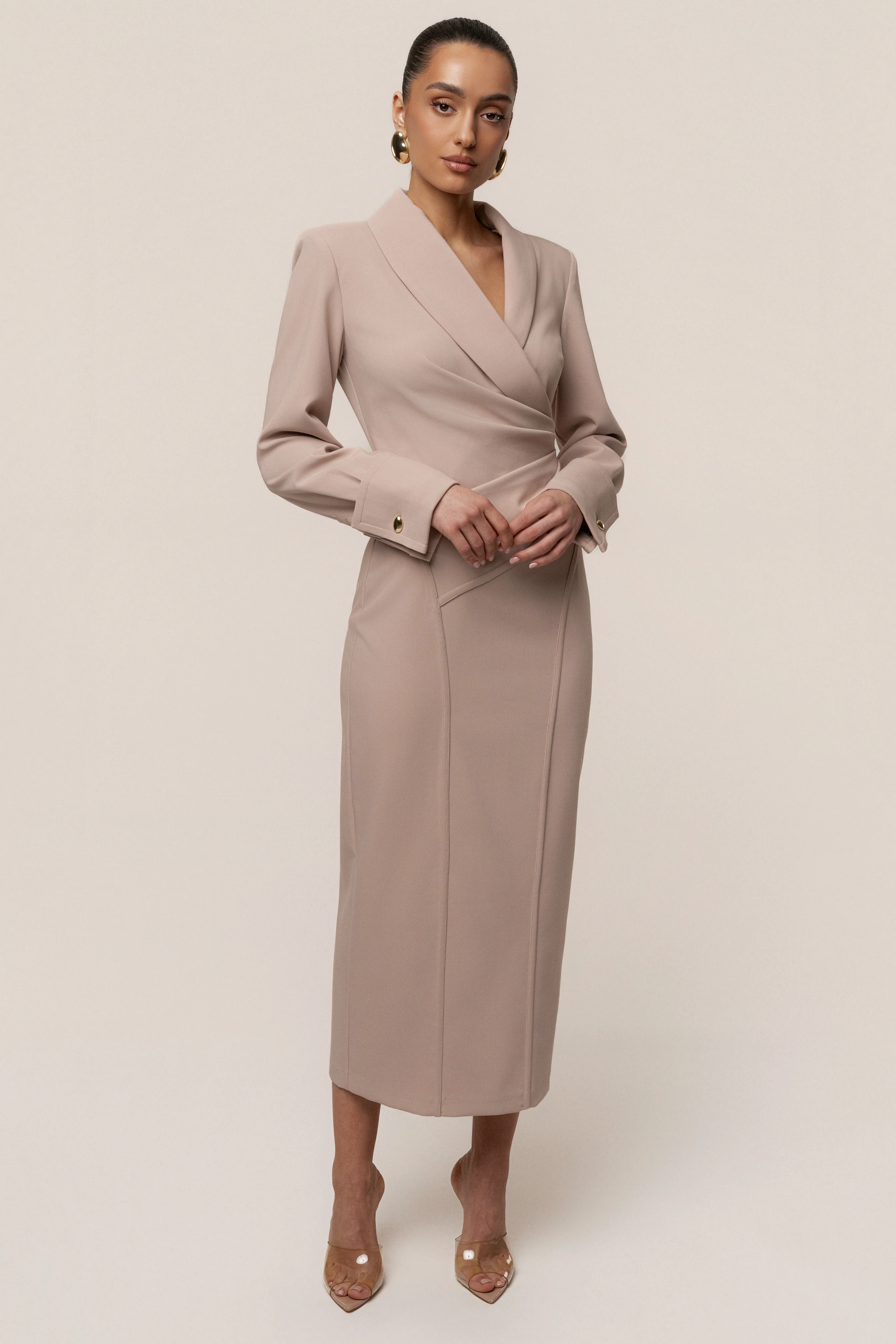 Taupe Manifest Blazer Midi Dress - Image 4