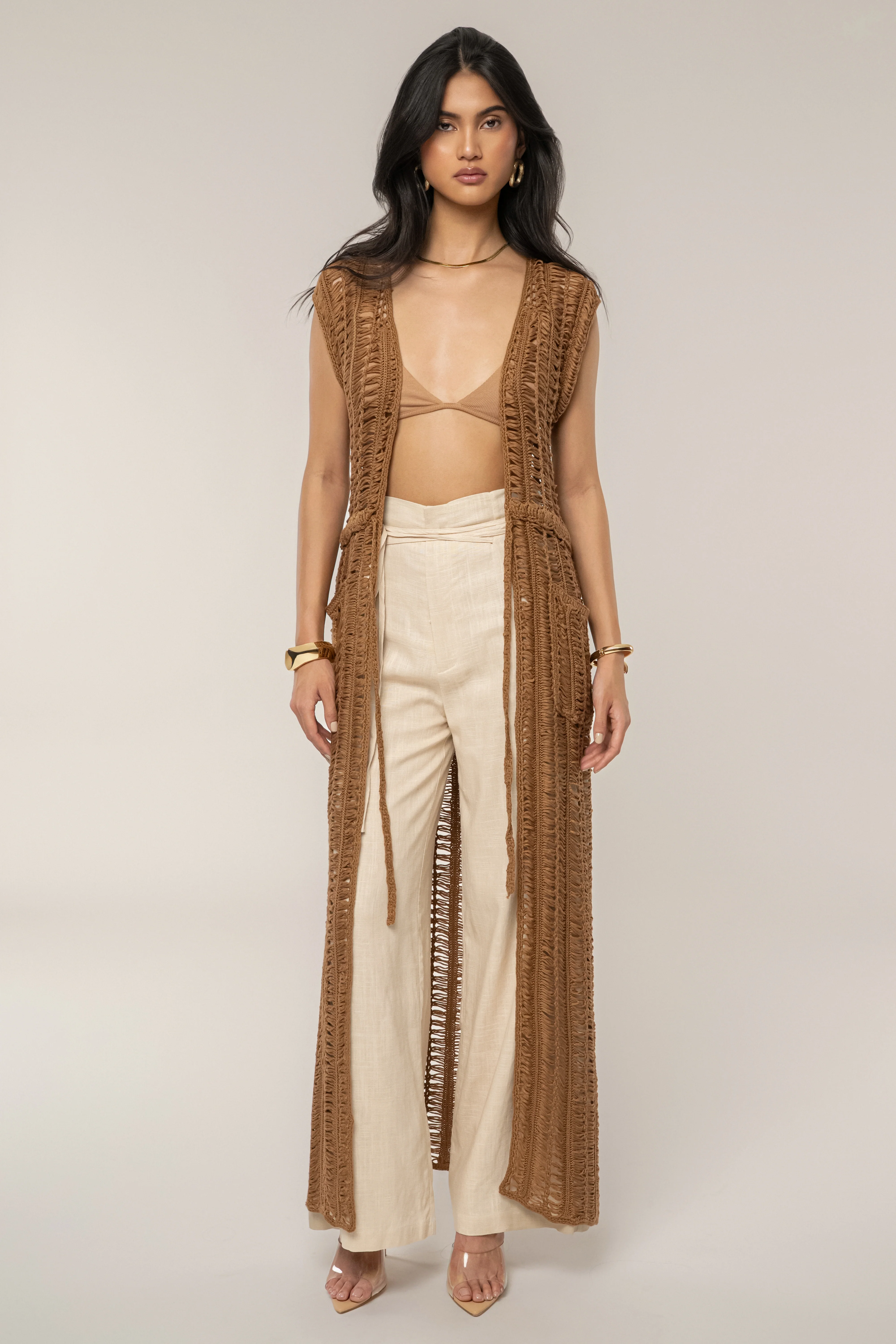Taupe Marcelle Crochet Maxi Dress - Image 3