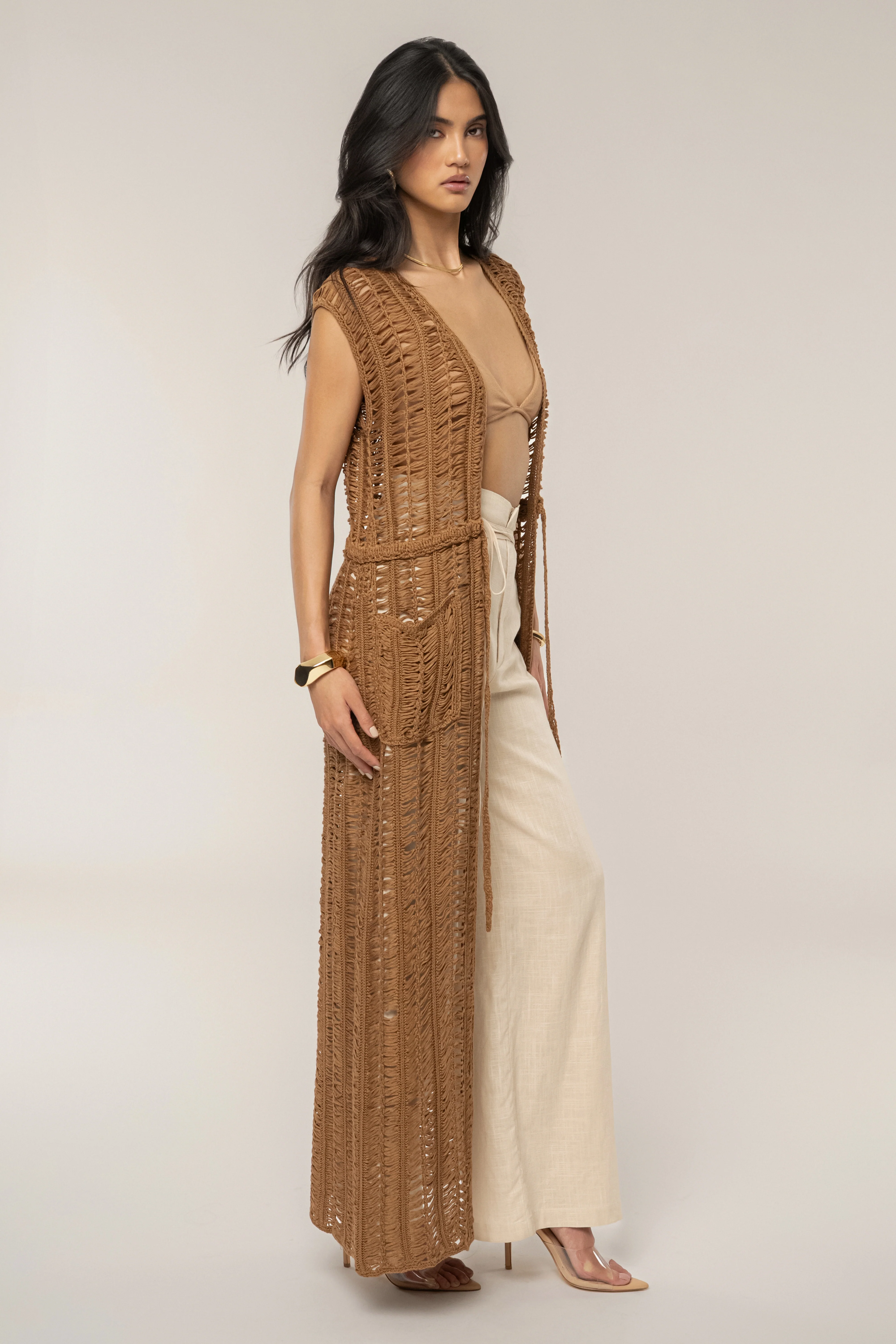 Taupe Marcelle Crochet Maxi Dress - Image 4