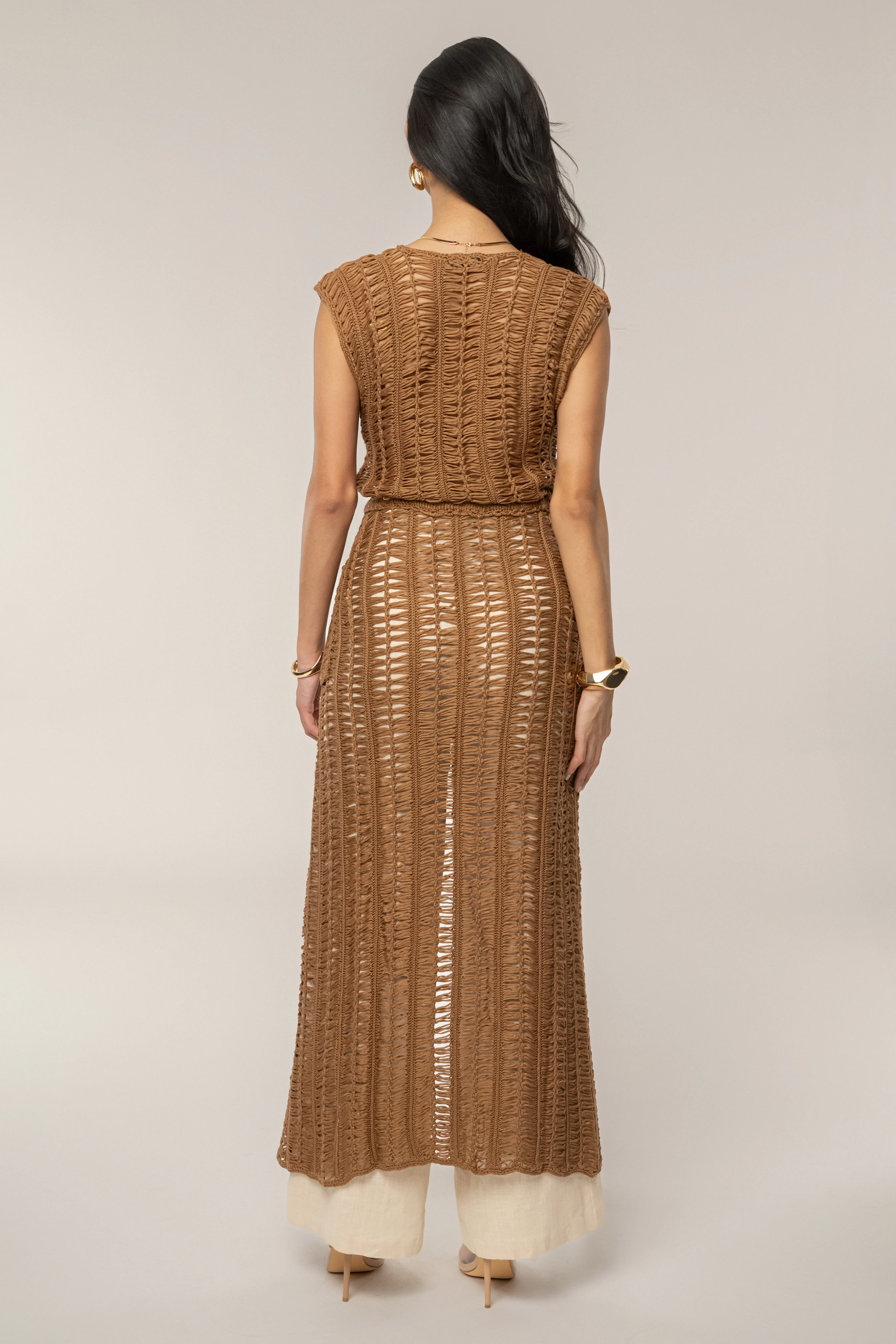 Taupe Marcelle Crochet Maxi Dress - Image 7