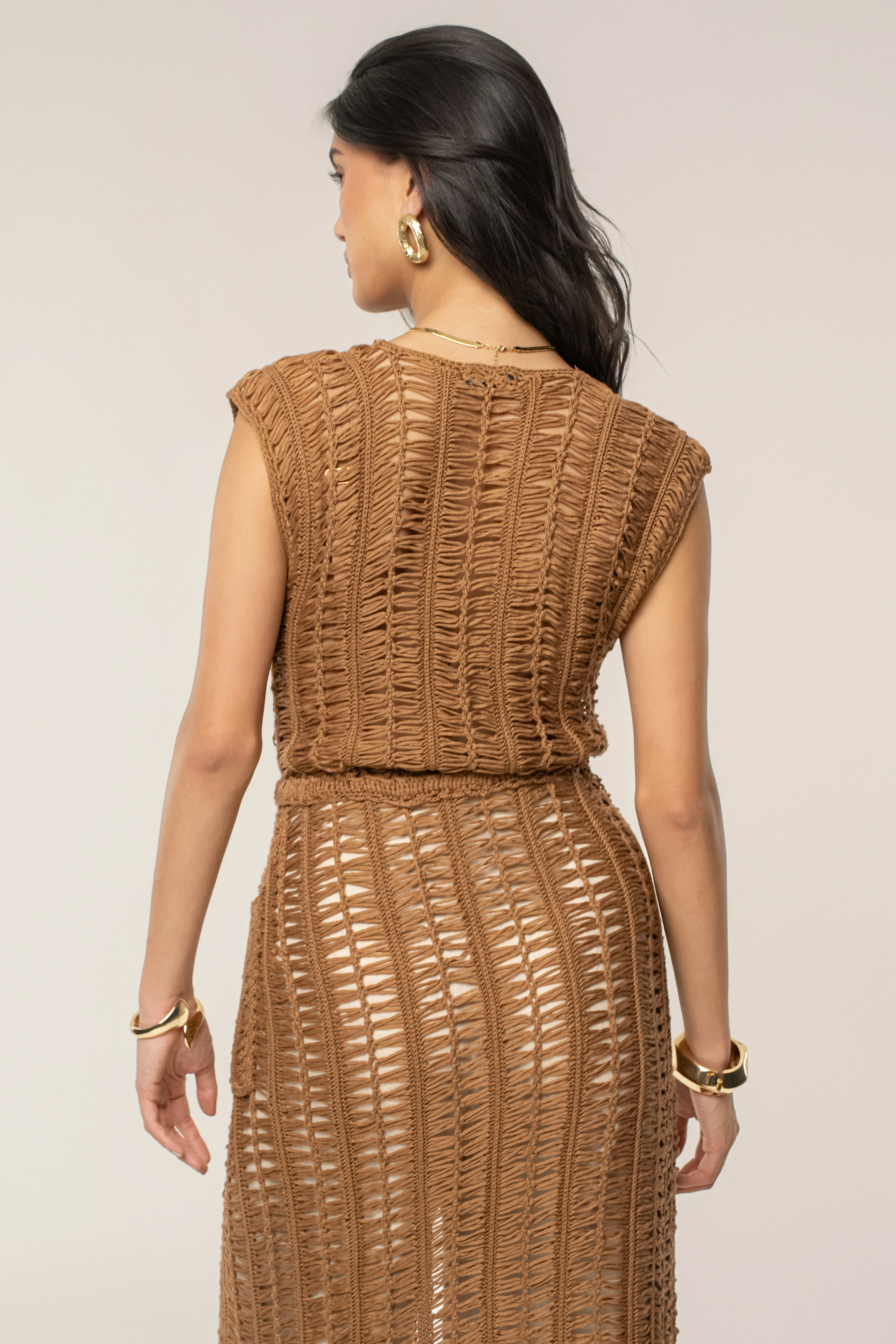 Taupe Marcelle Crochet Maxi Dress - Image 8