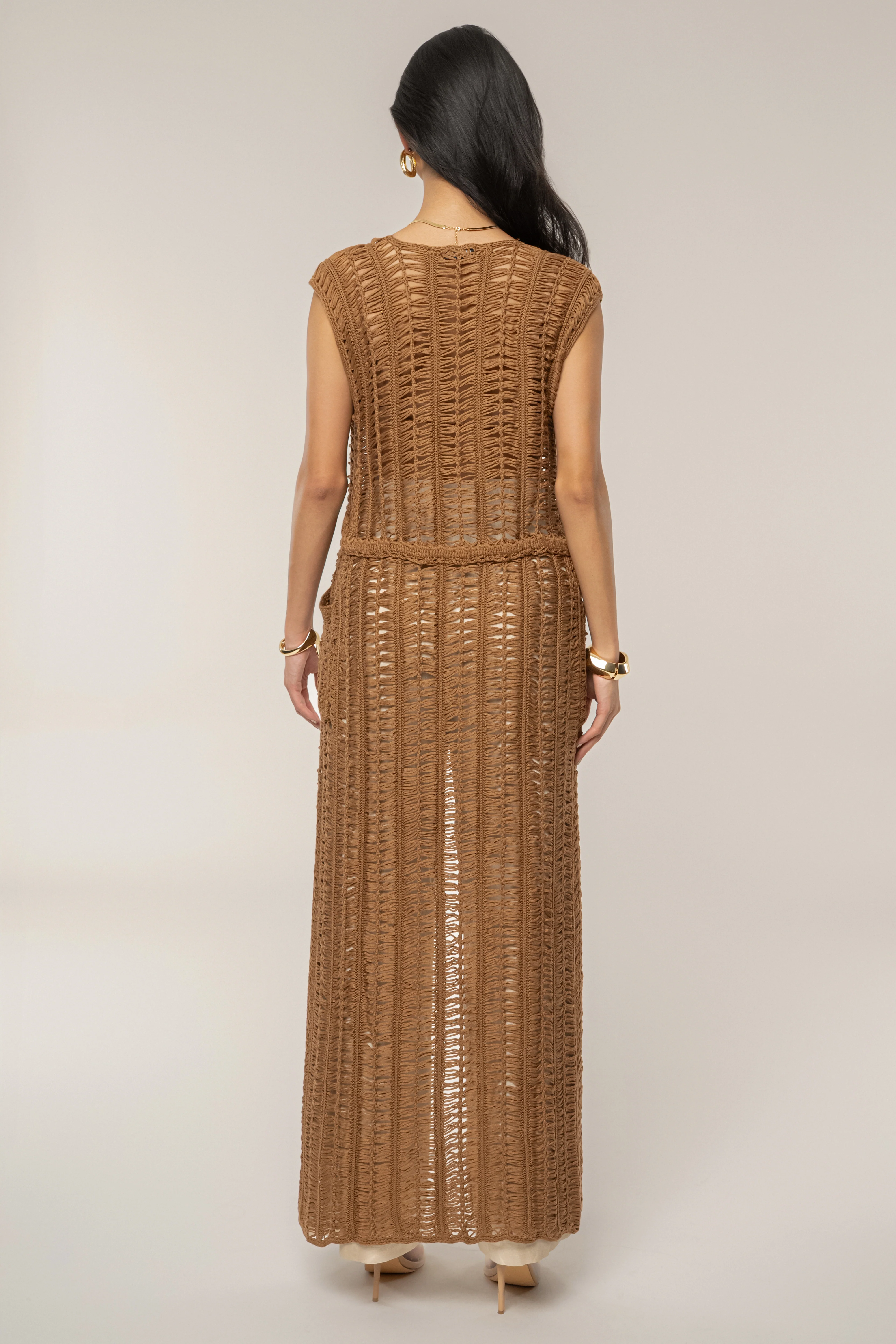 Taupe Marcelle Crochet Maxi Dress - Image 9
