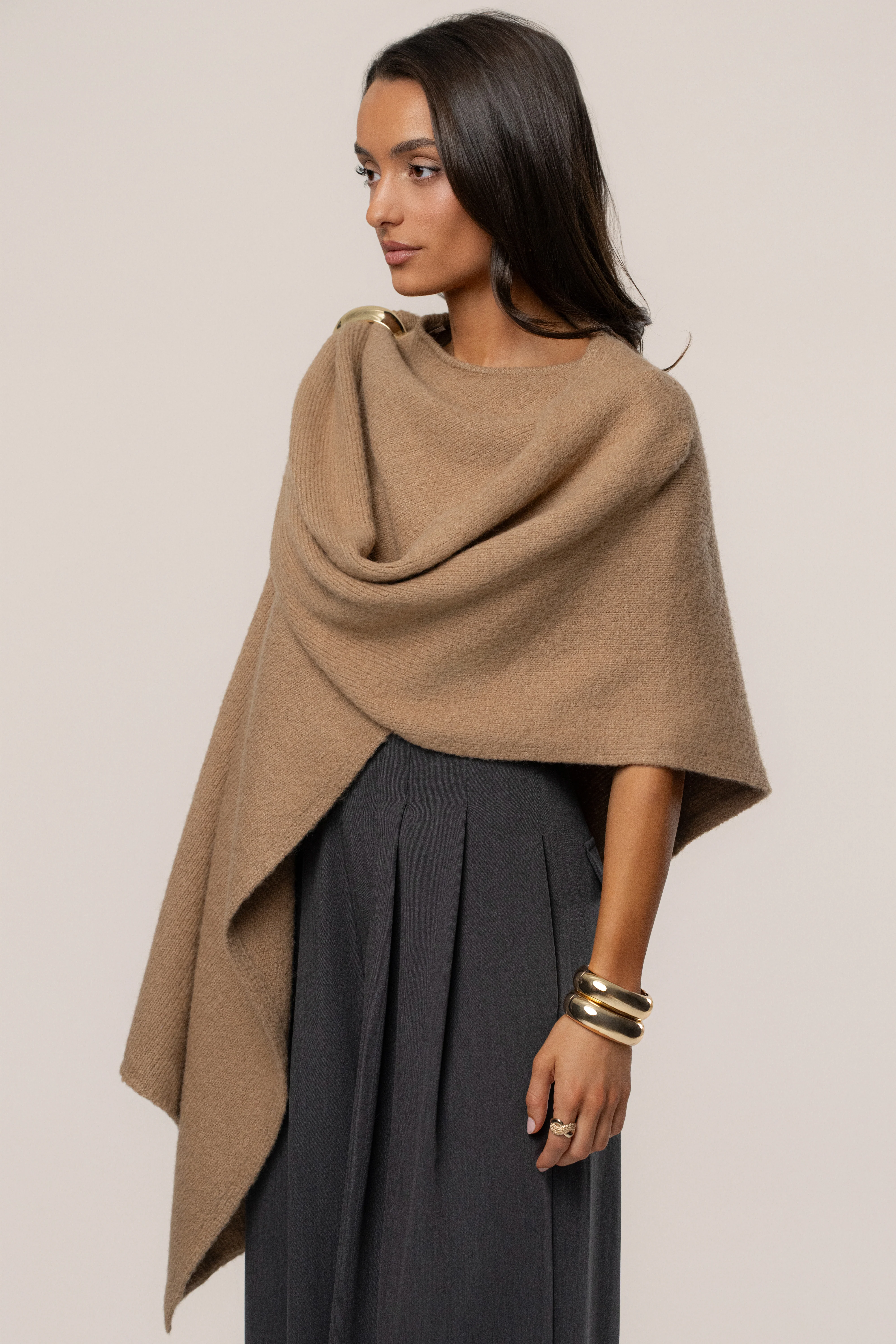 Taupe Radiance Knit Shawl - Image 6