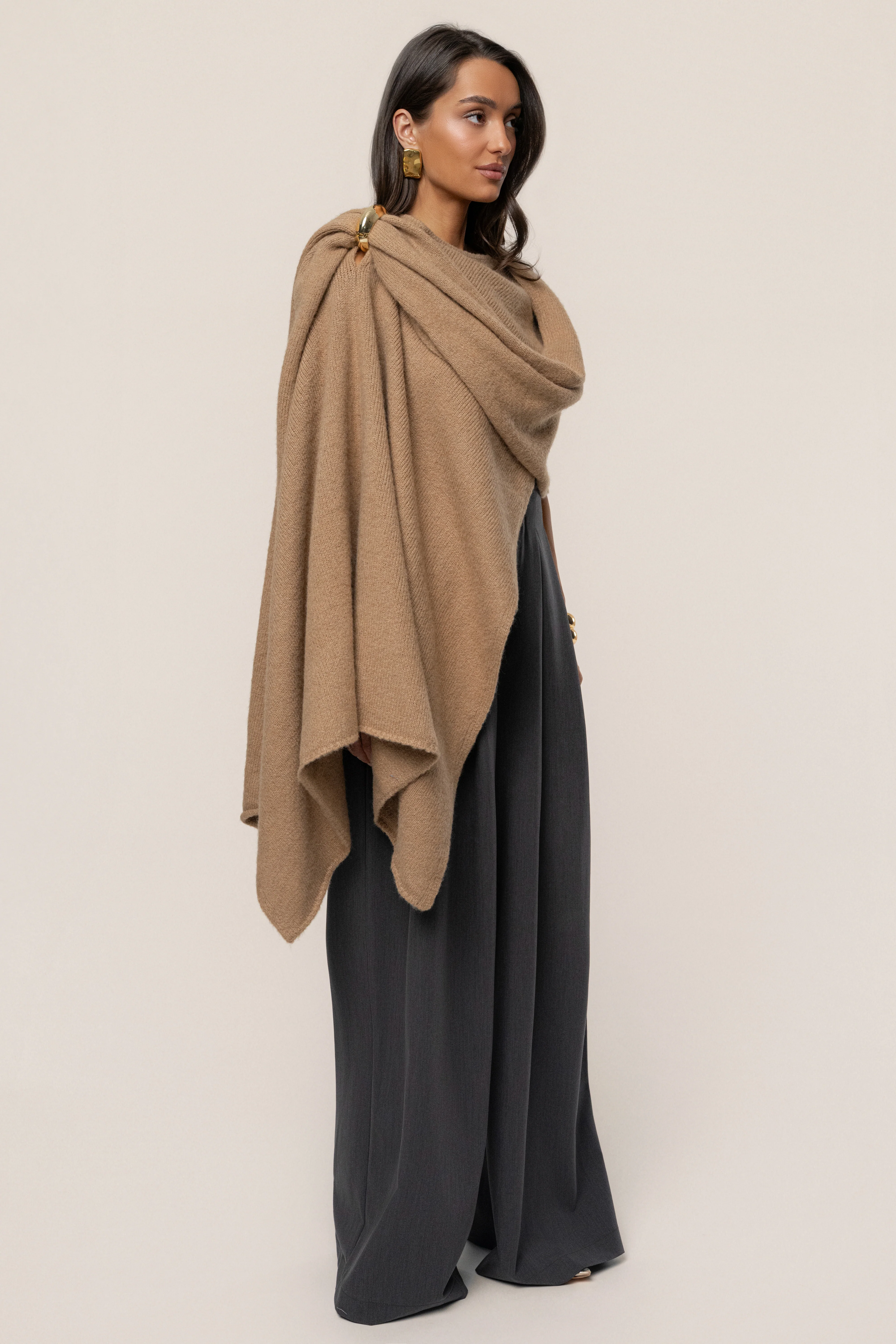 Taupe Radiance Knit Shawl - Image 7
